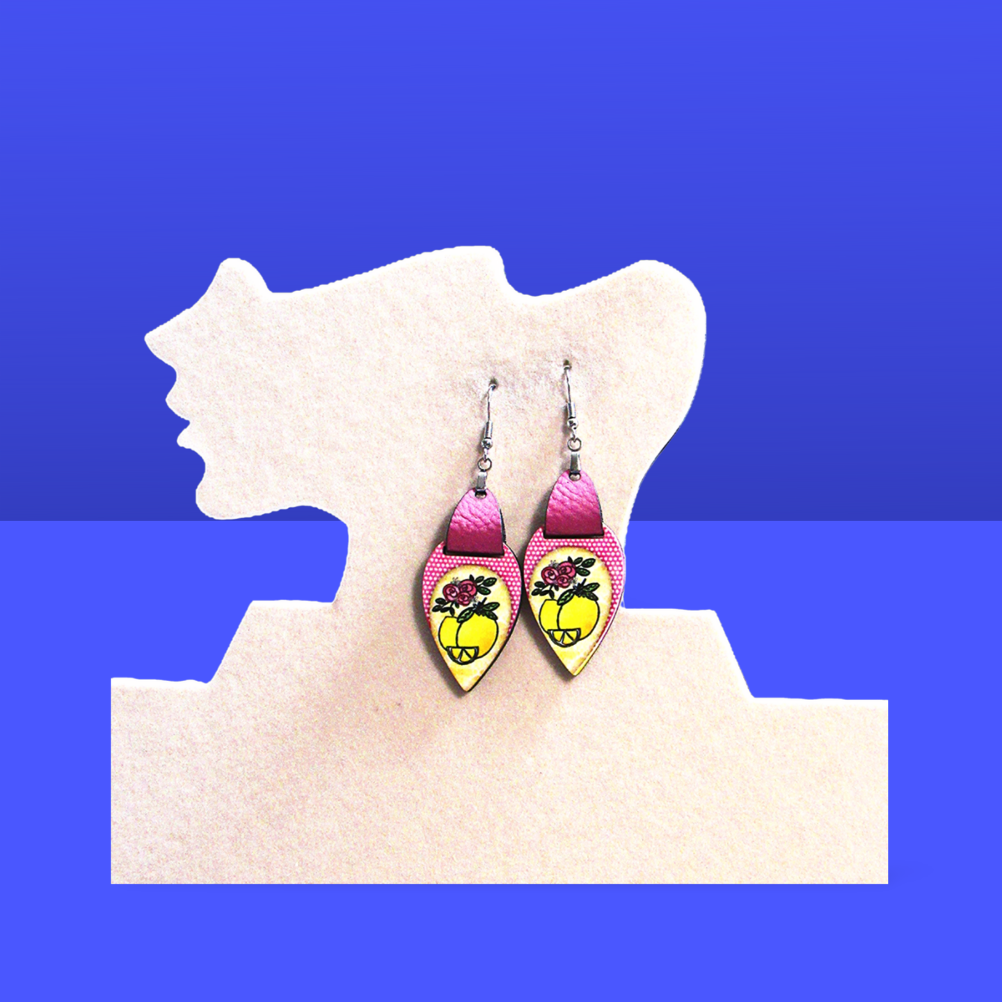 Faux Leather Teardrop Sublimated Earrings