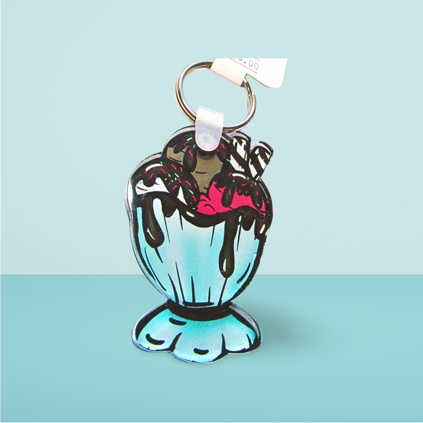 Acrylic Ice Cream Sundae Shaped Sublimated Keychain