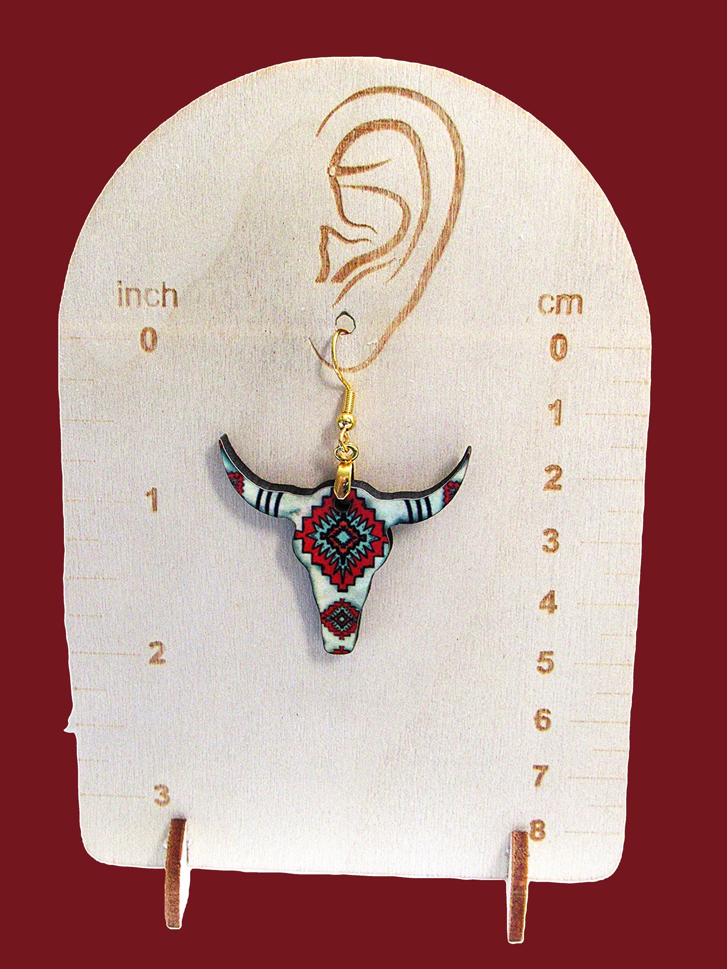 Steer Head Shaped Sublimated Earrings 1.5 inch