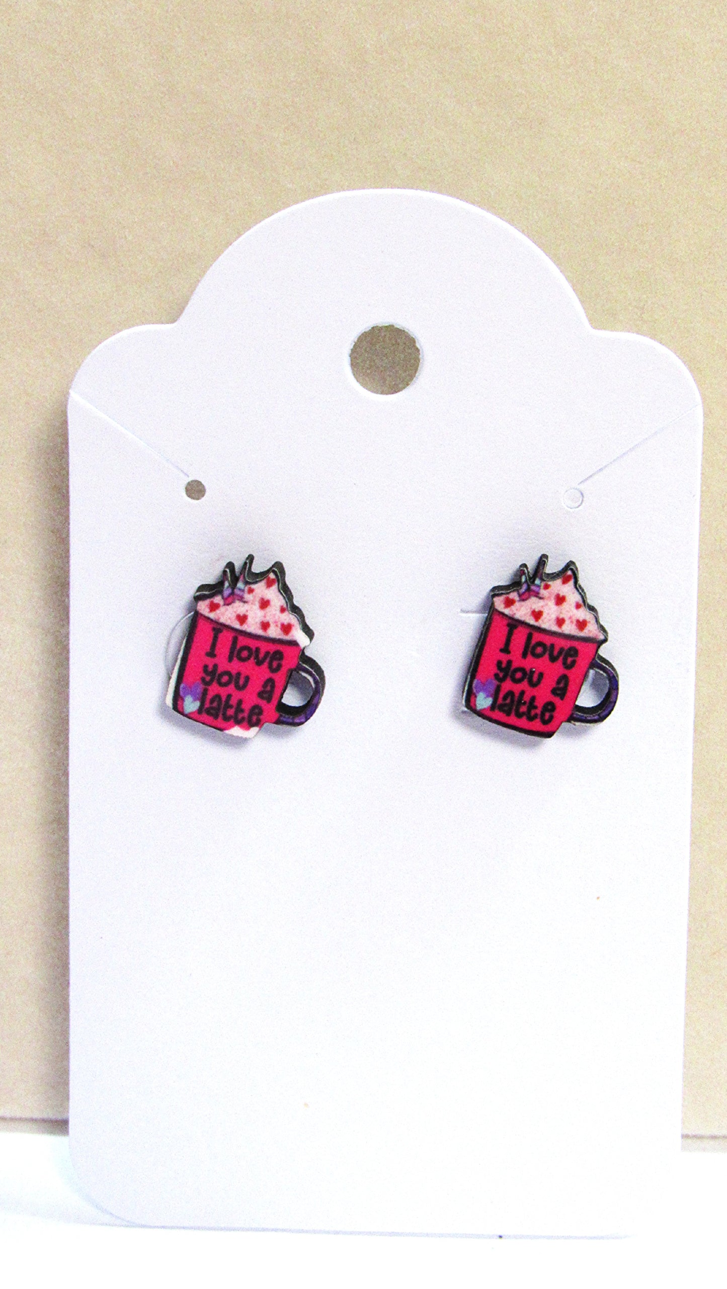 Latte Cup Shaped Sublimated Stud Earrings