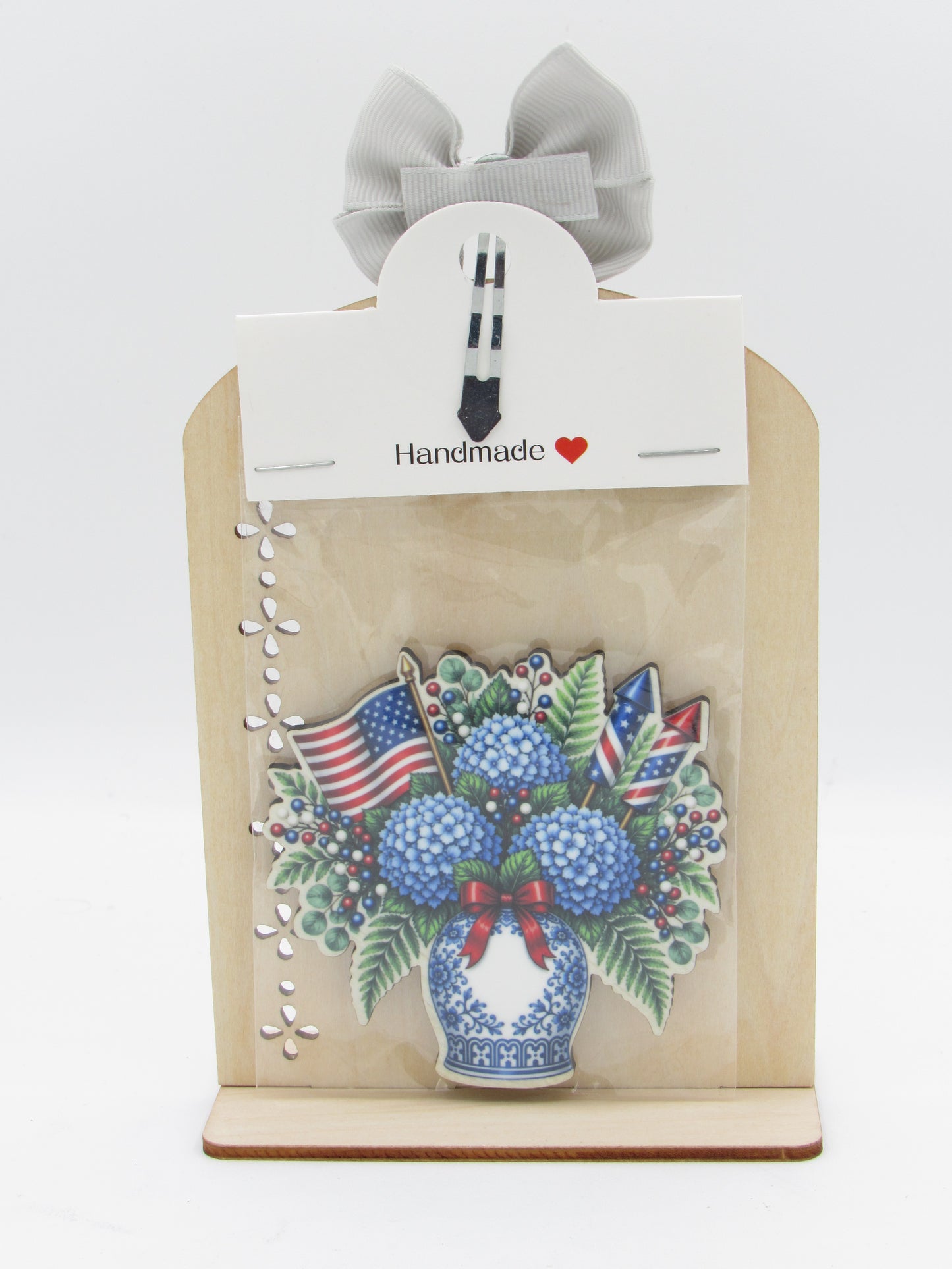 Patriotic Flower Vase 3x3 MDF Sublimation Refrigerator Magnet