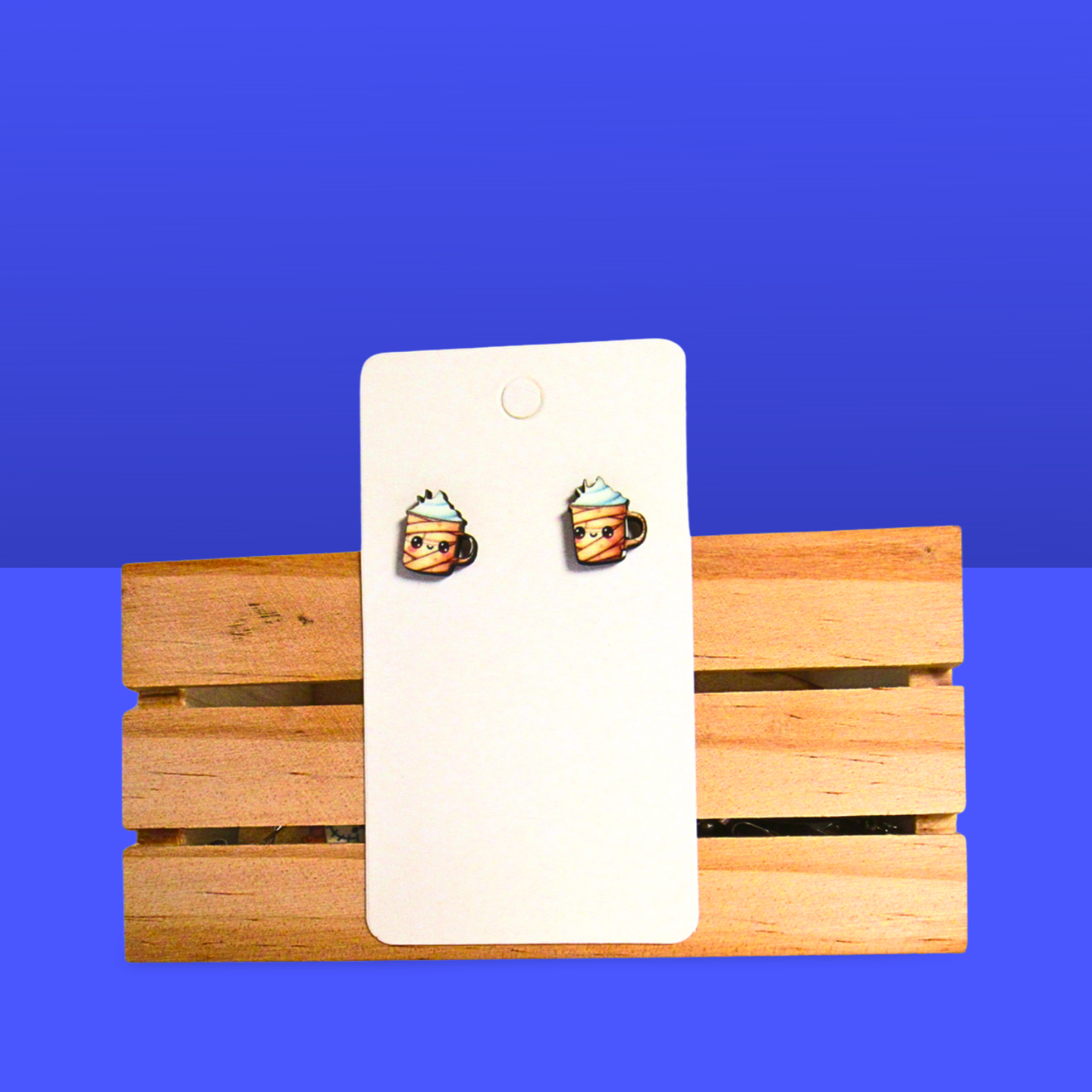 Latte Mug Shaped Sublimated Stud Earrings