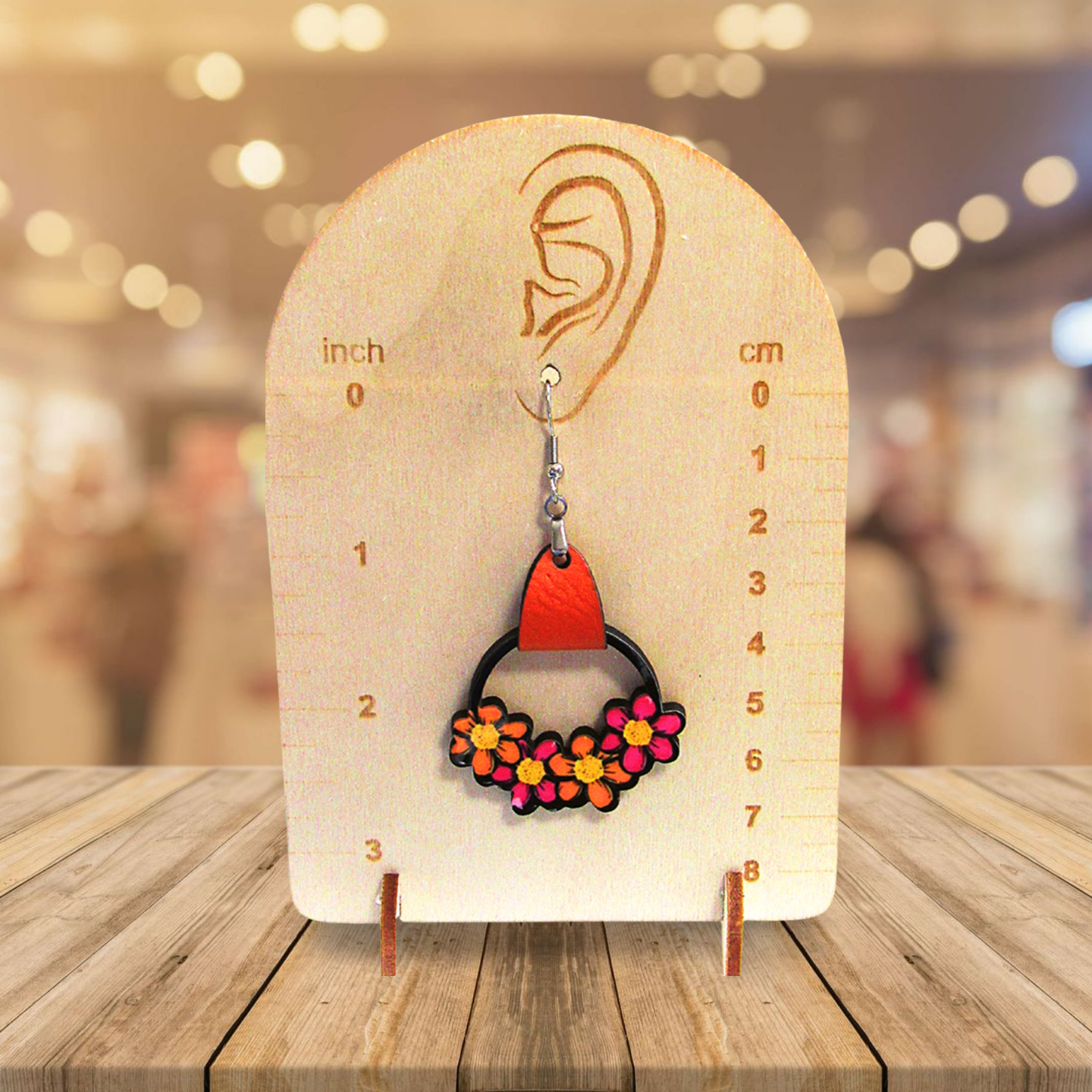 Round Flower Cluster Shaped Sublimated Earrings