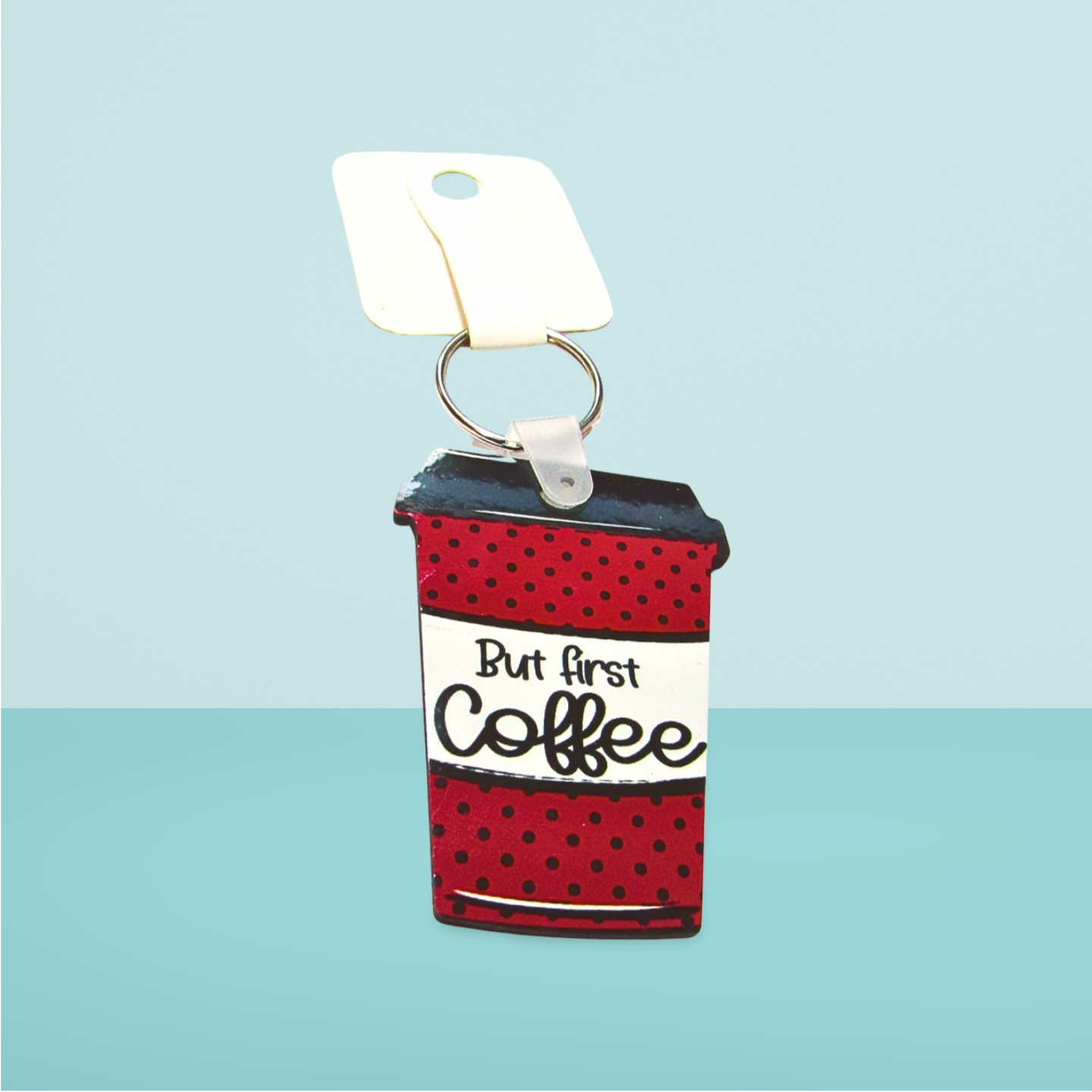 Coffee Cup Shaped Sublimated Keychain