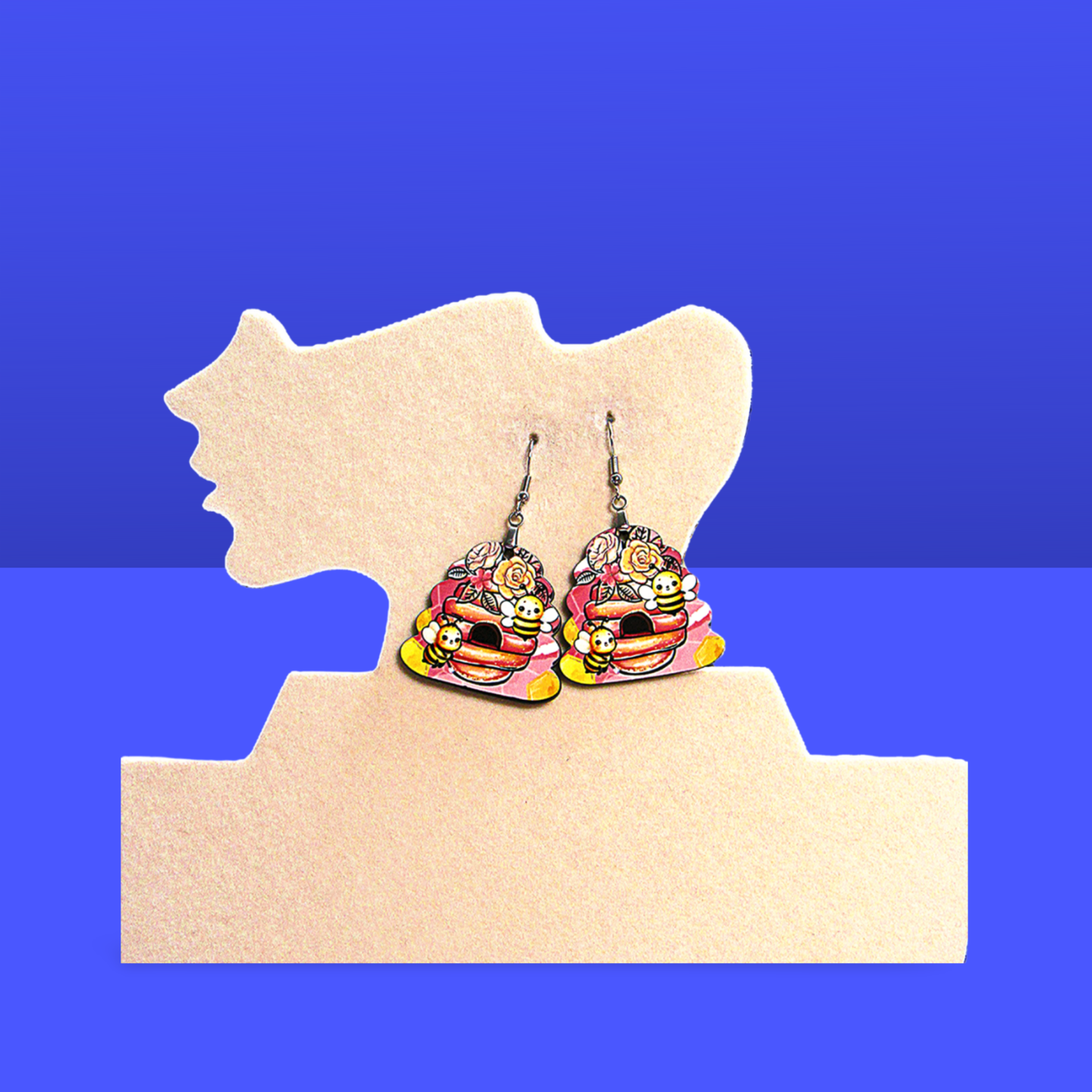 Beehive Shaped Sublimated Earrings 1.5 inch