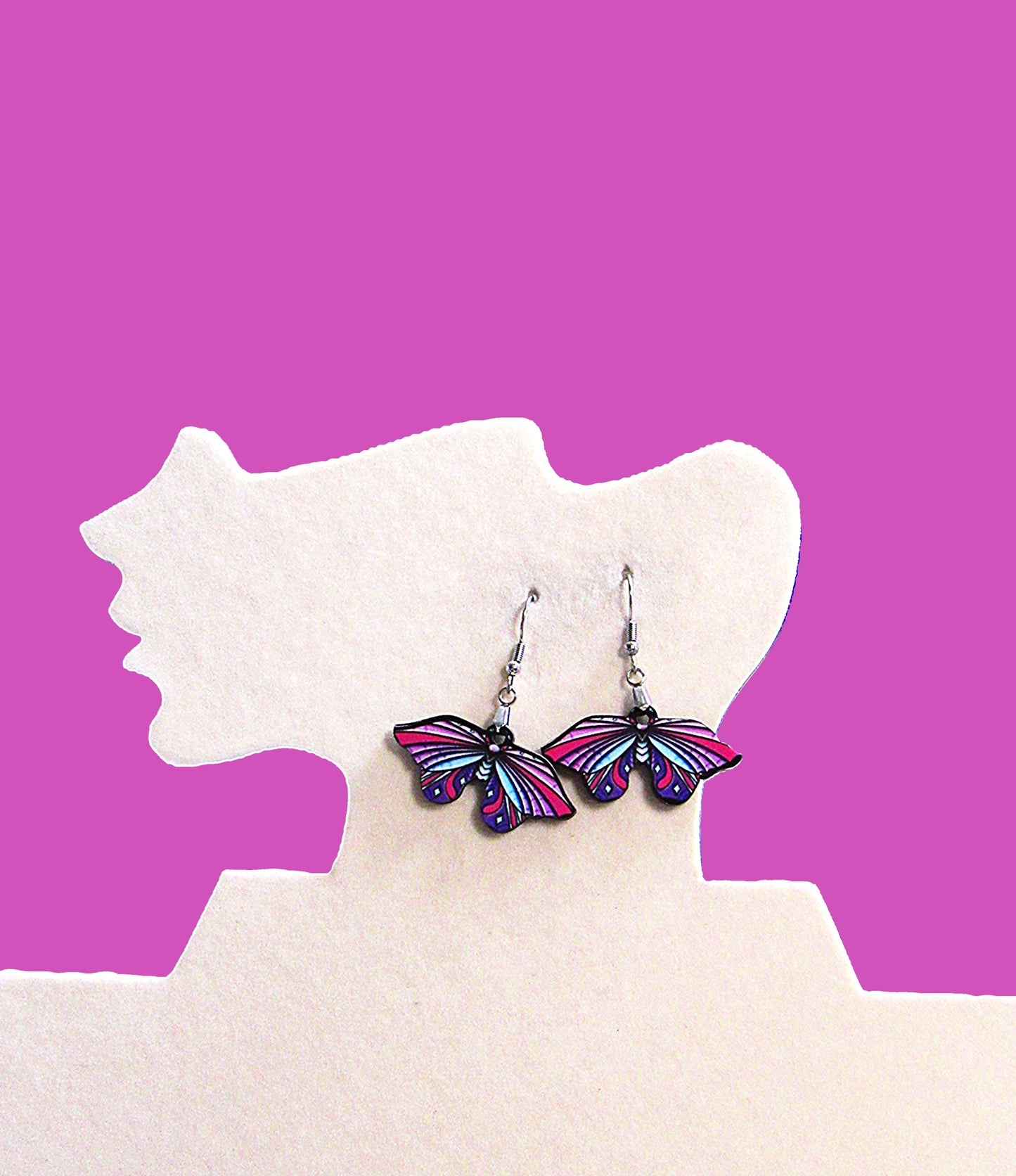 MDF-Moth Shaped Sublimated Earring 1.5 inch