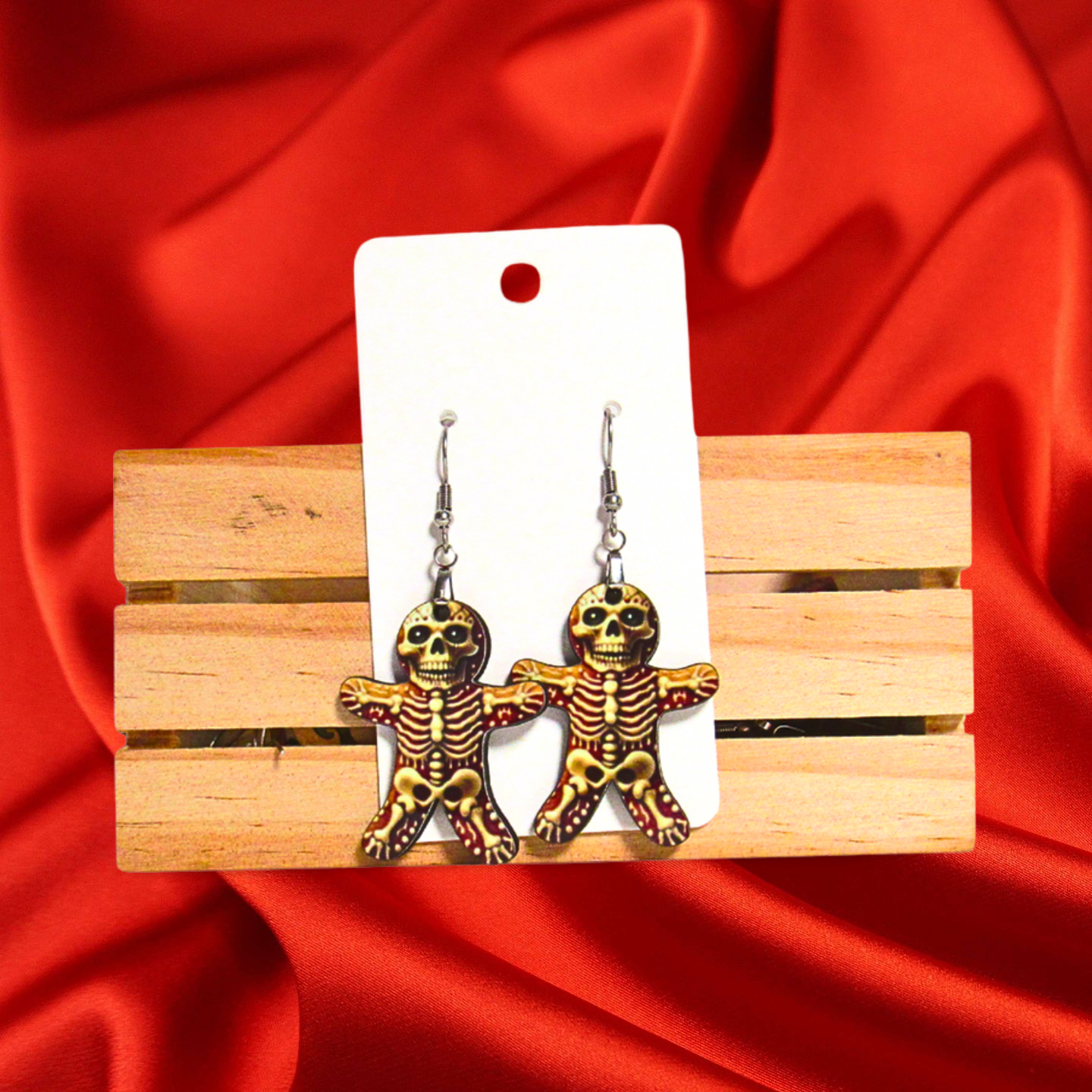 Skeleton Gingerbread Shaped Sublimated Earrings
