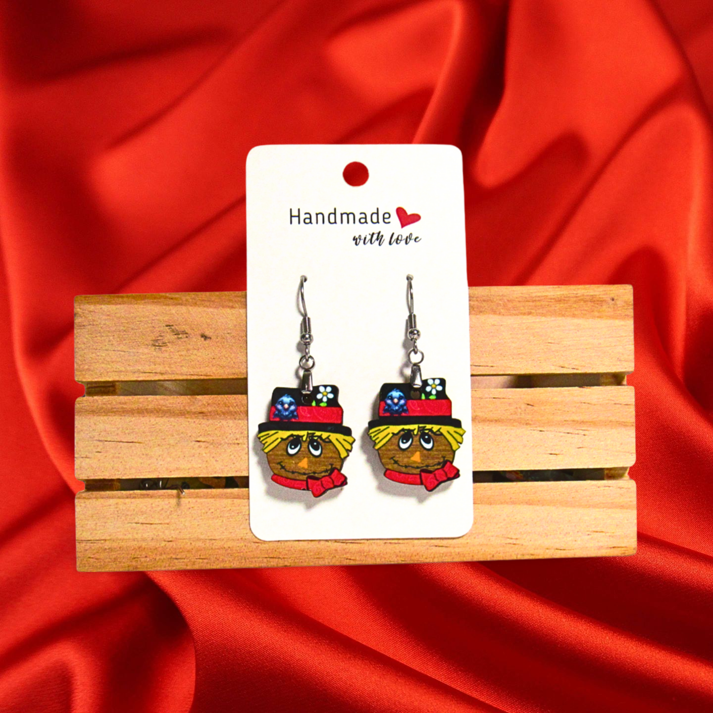 Scarecrow Head Shaped Sublimated Earrings