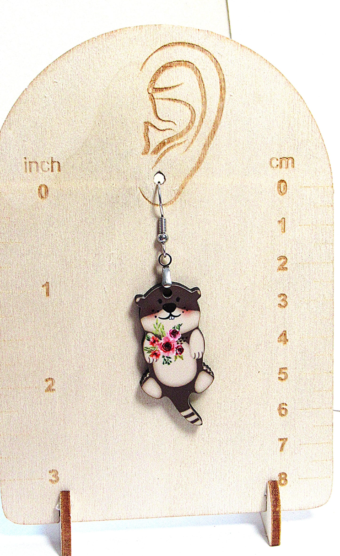 Otter Shaped Earrings, Sublimation MDF Dangle Earring, Cute Animal Jewelry