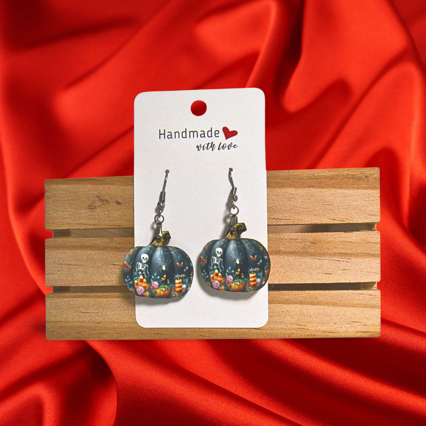 Pumpkin Shaped Sublimated Earrings 1 inch