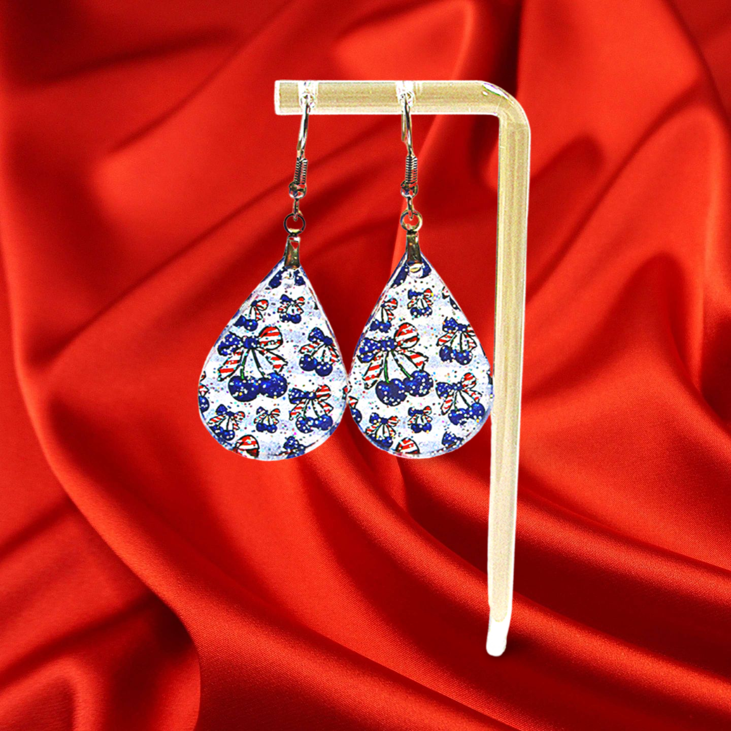 Glitter Acrylic Teardrop Shaped Sublimated Earrings 1.5 inch