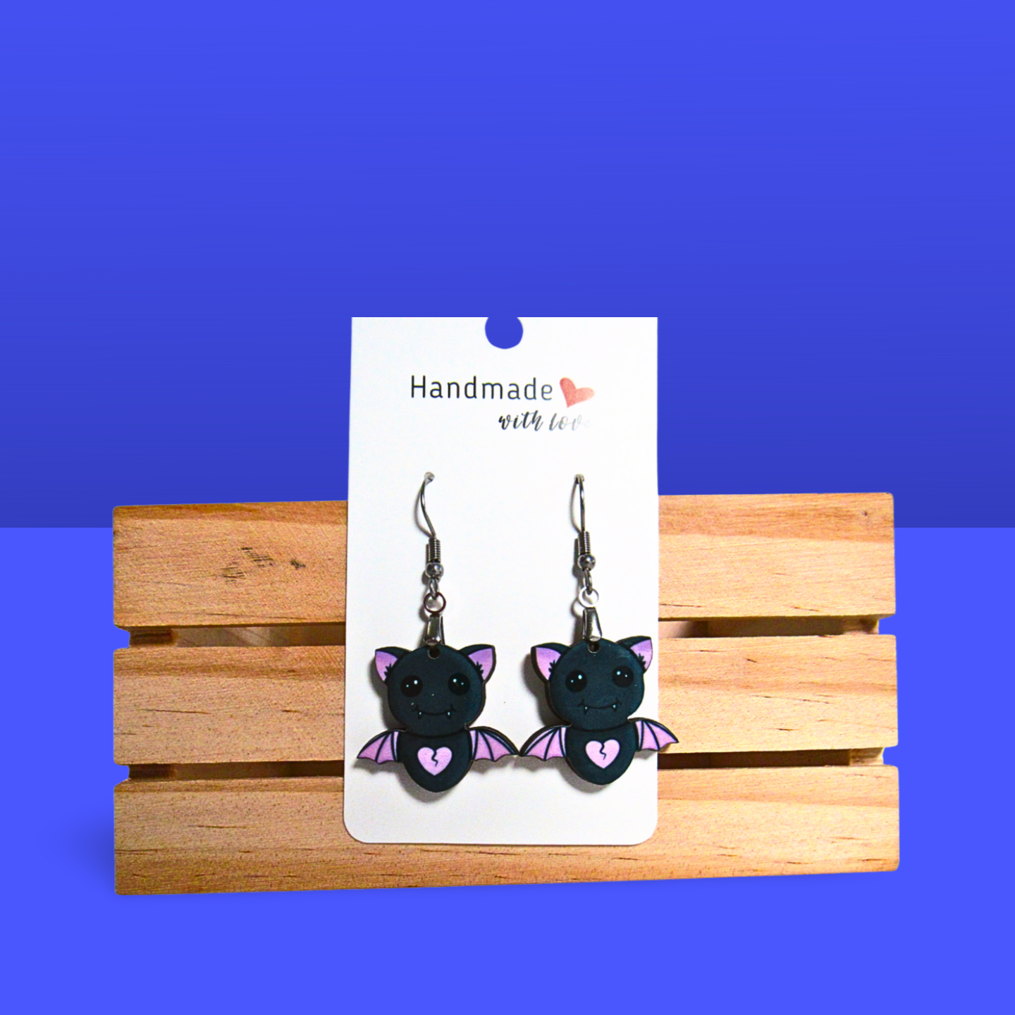 Flying Bat Shaped Sublimated Earrings 1 inch