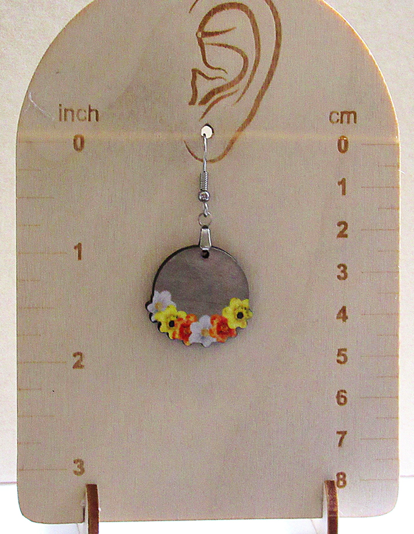 Floral Round Shaped Sublimated Earrings 1 inch