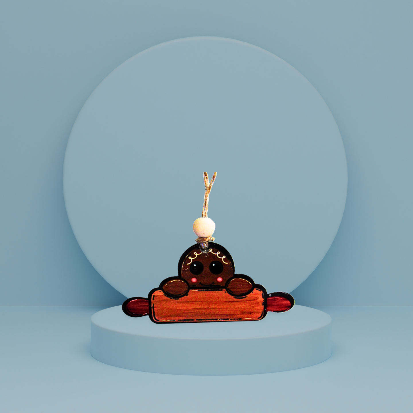 Gingerbread rolling pin shaped sublimated Ornament