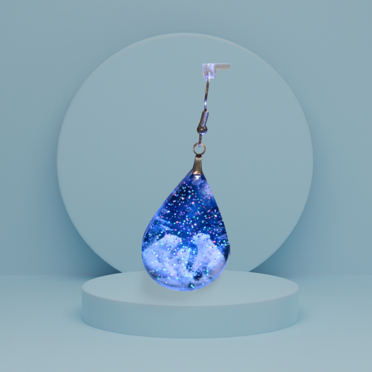 Glitter Acrylic Teardrop Shaped Sublimated Earrings 1.5 inch