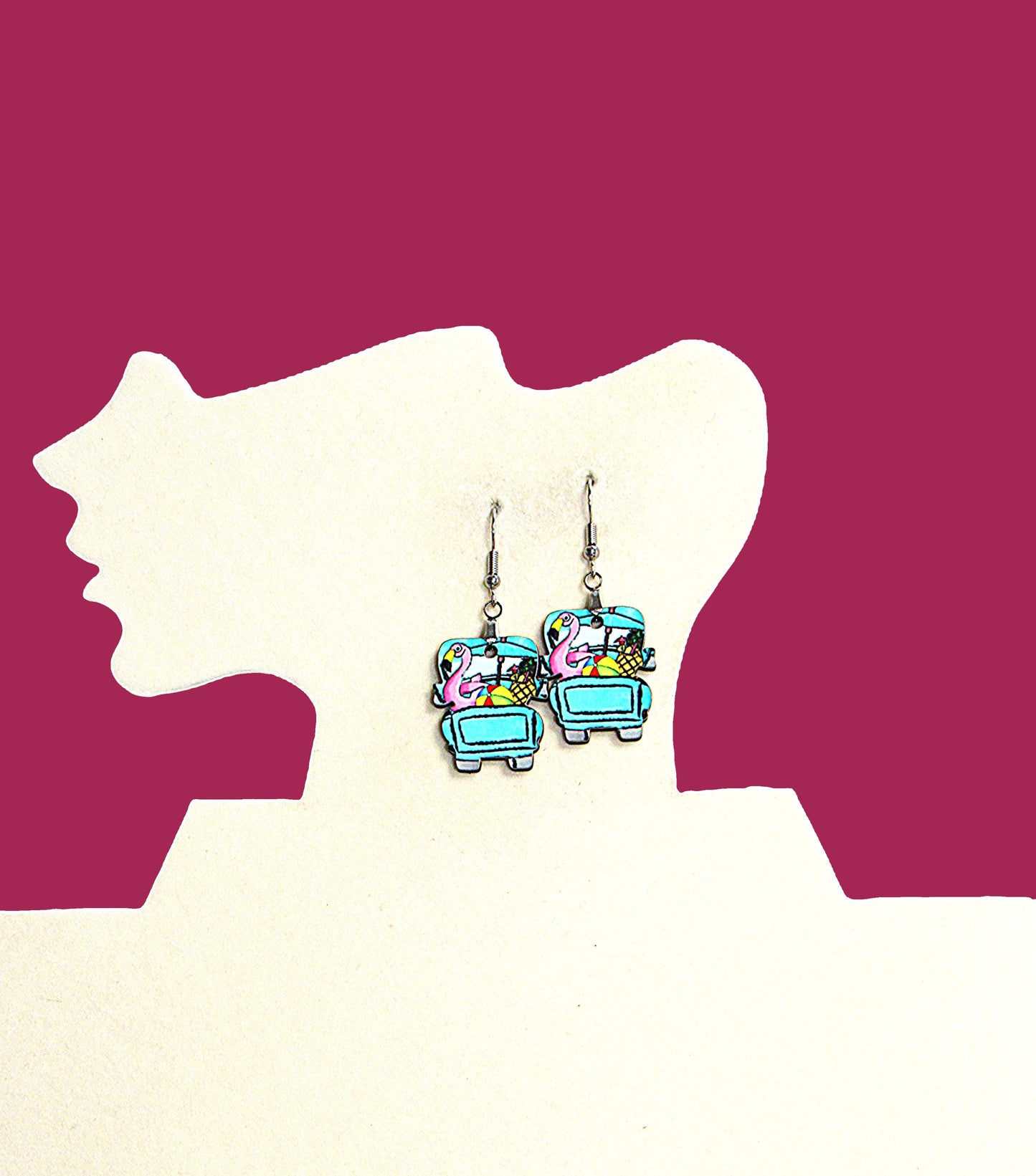 MDF-Truck Shaped Sublimated Earring 1 inch