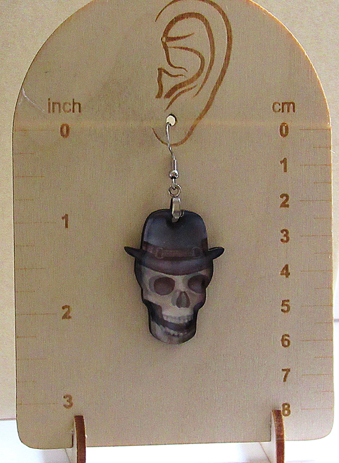 Skull with Hat Shaped Sublimated Earrings 1.5 inch