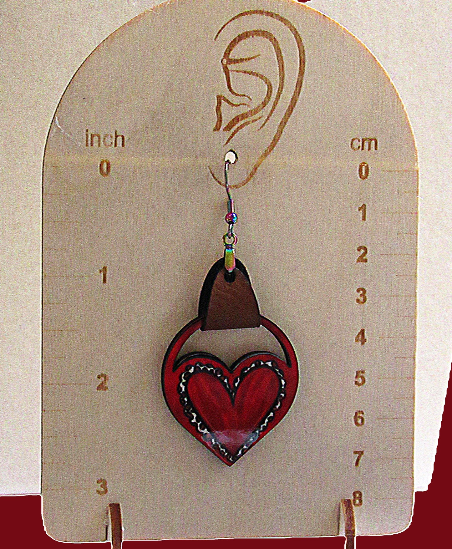 Faux Leather Heart Sublimated Earring