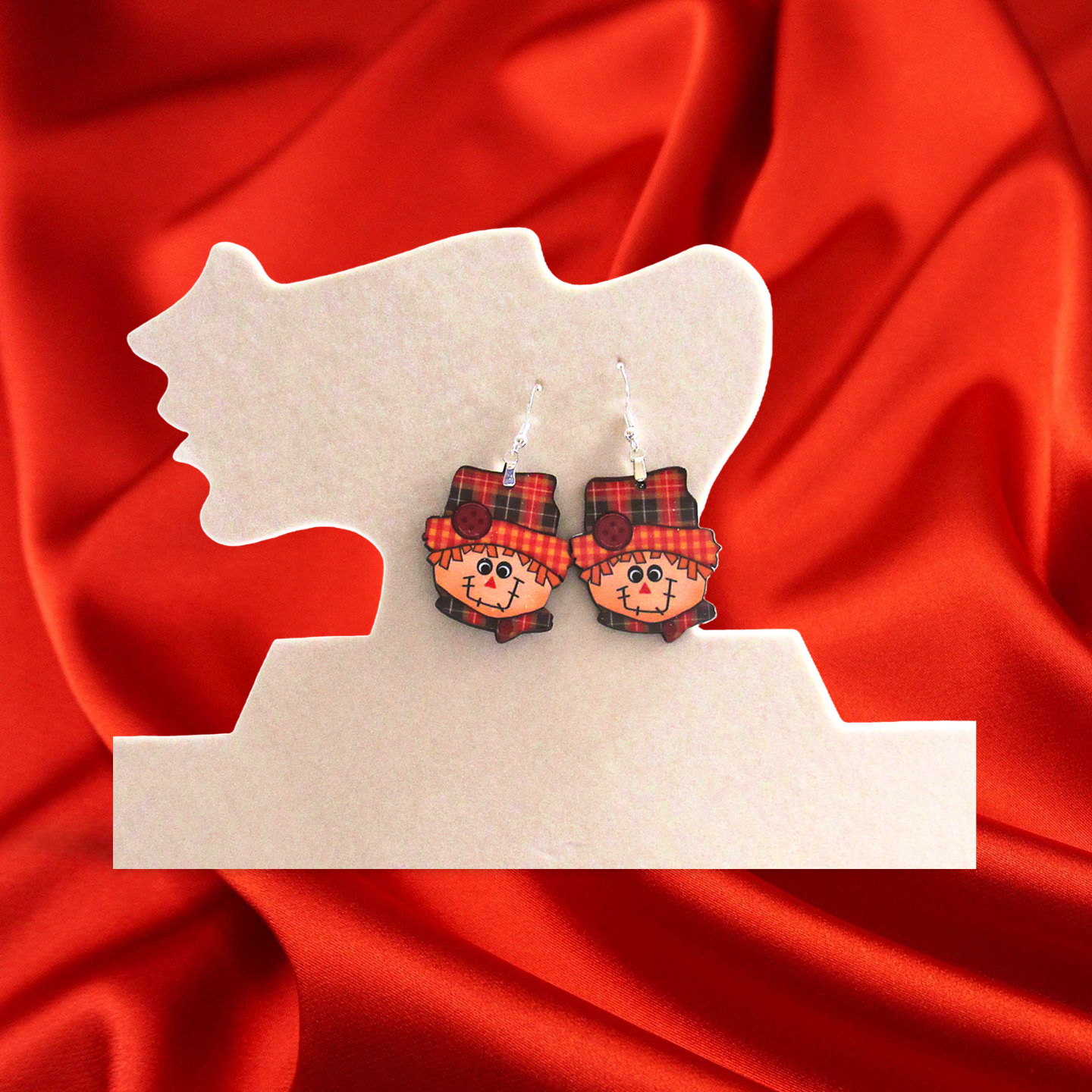 MDF-Scarecrow Head Shaped Sublimated Earrings 1.5 inch