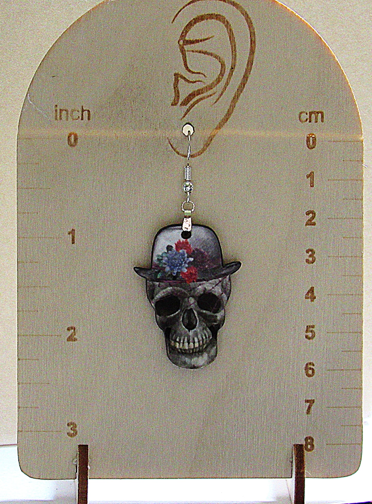 Skull with Hat Shaped Sublimated Earrings 1.5 inch