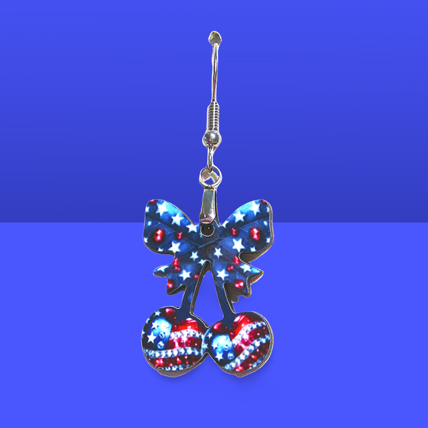 Cherries with Bow Shaped Sublimated Earrings 1 inch