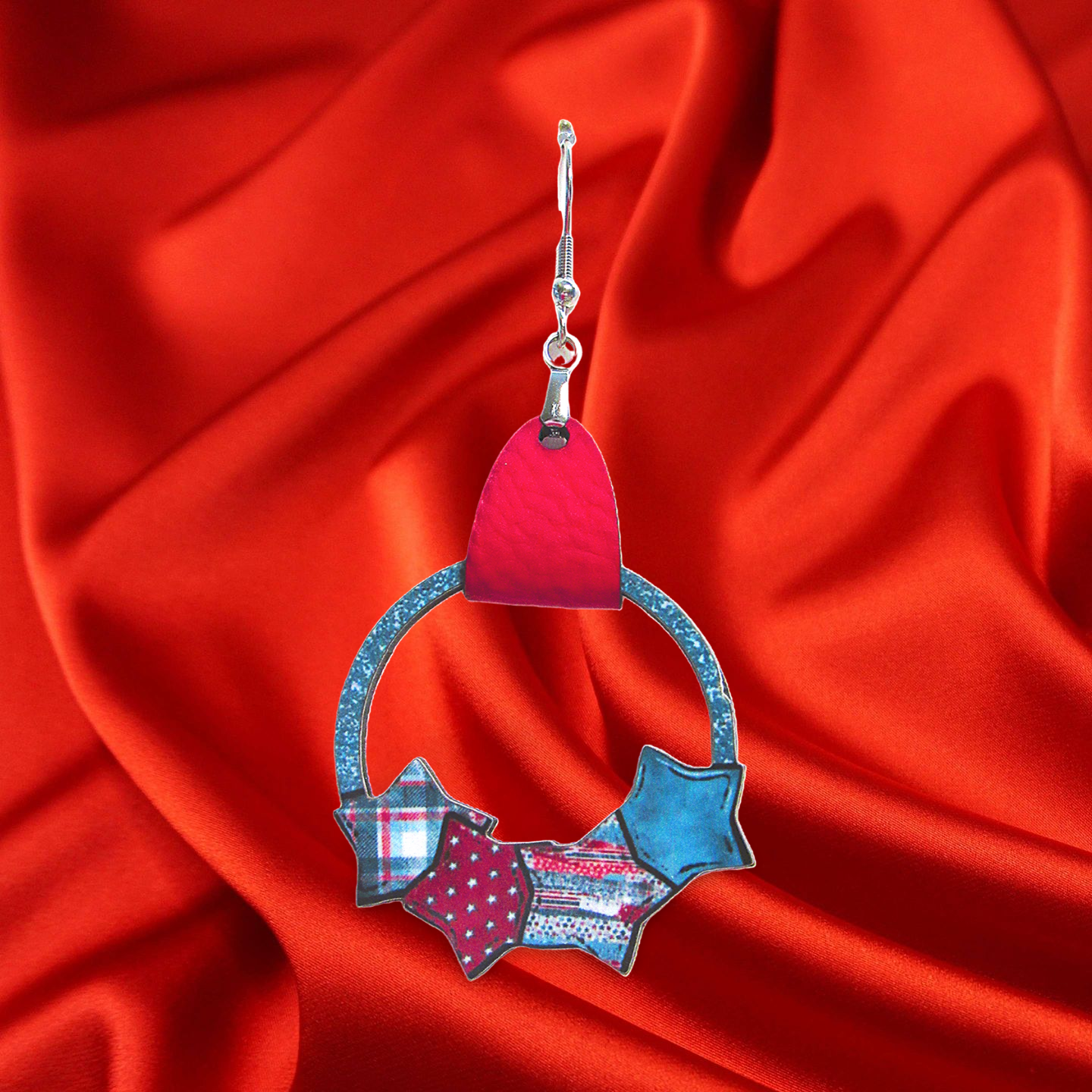 Round Star Cluster Shaped Sublimated Earrings 1.5 inch