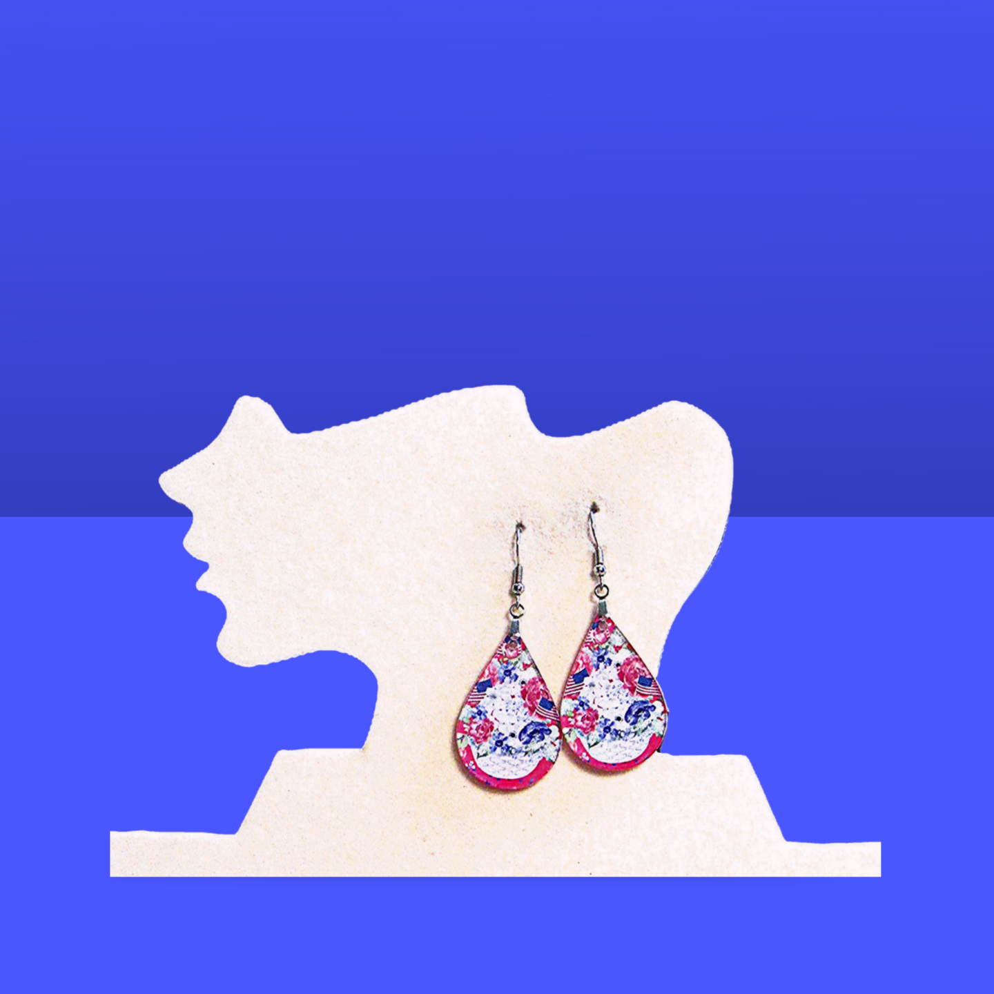 Acrylic Teardrop Shaped Sublimated Earrings 1.5 inch