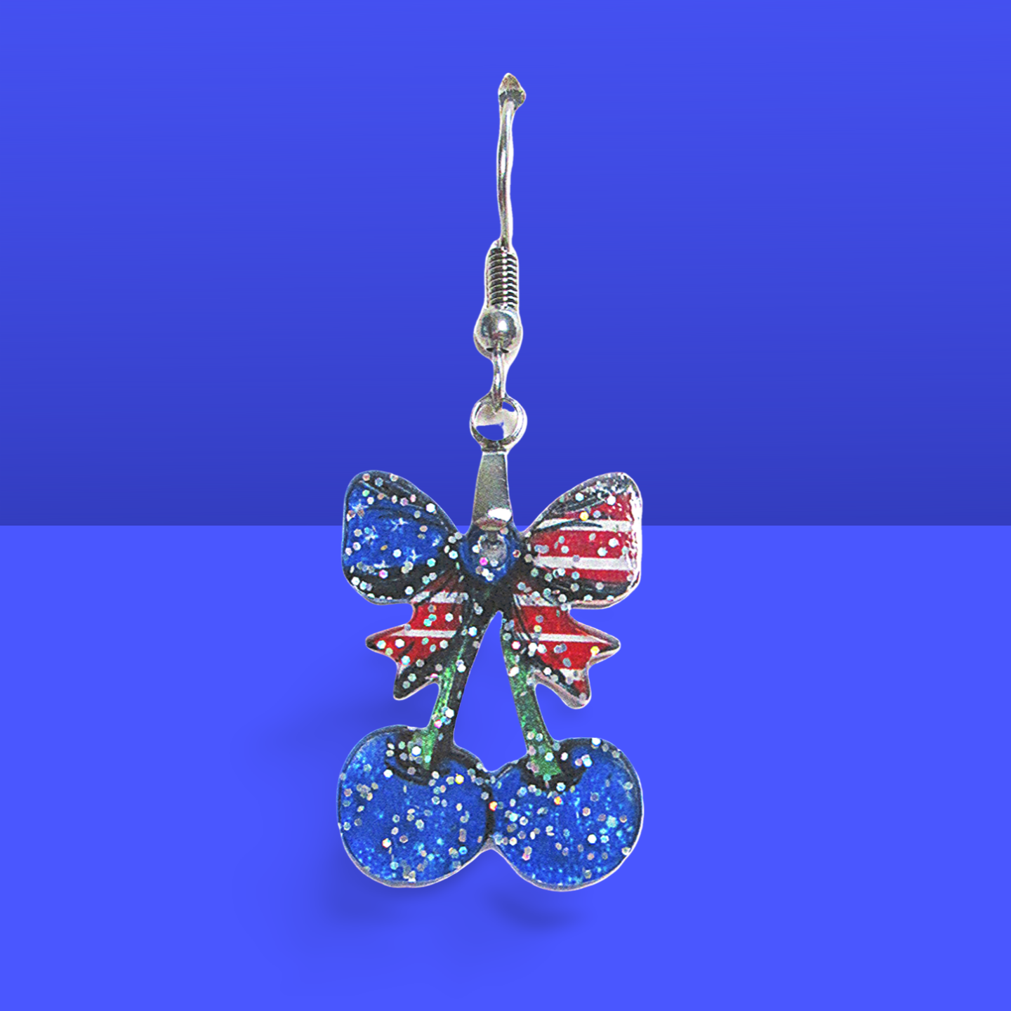 Glitter Acrylic Cherries with Bow Shaped Sublimated Earrings 1 inch