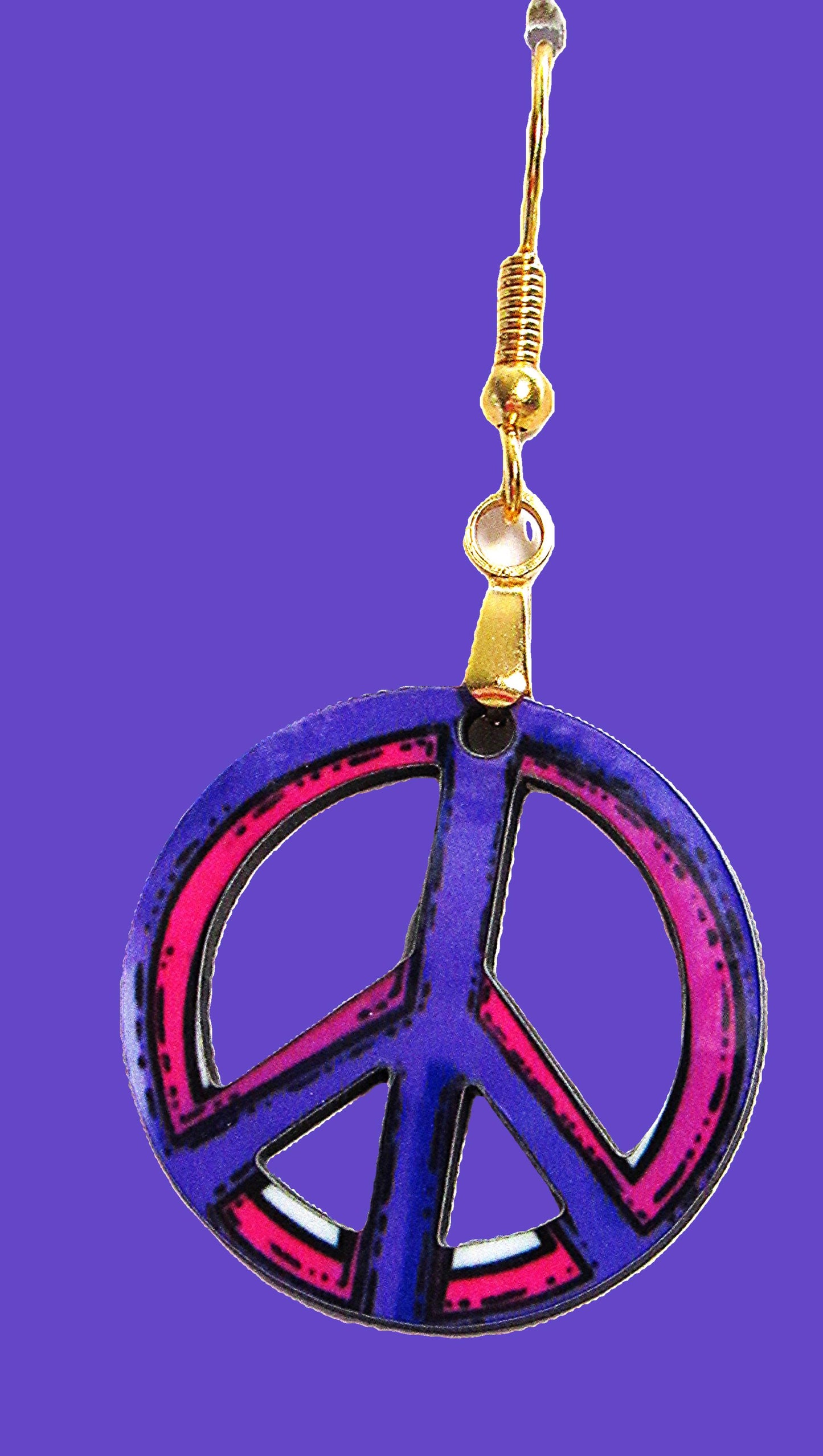 Peace Sign Shaped Sublimated Earrings 1 inch