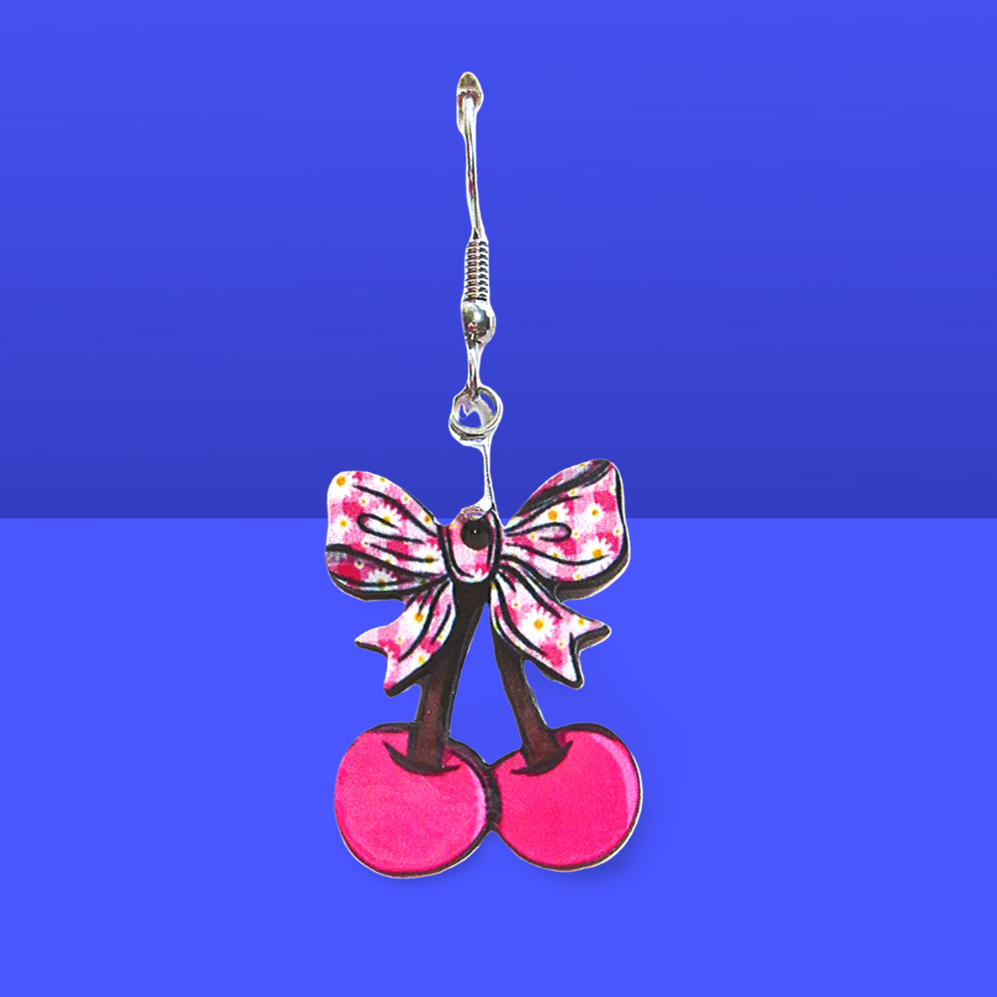 Cherries with Bow Shaped Sublimated Earrings 1 inch
