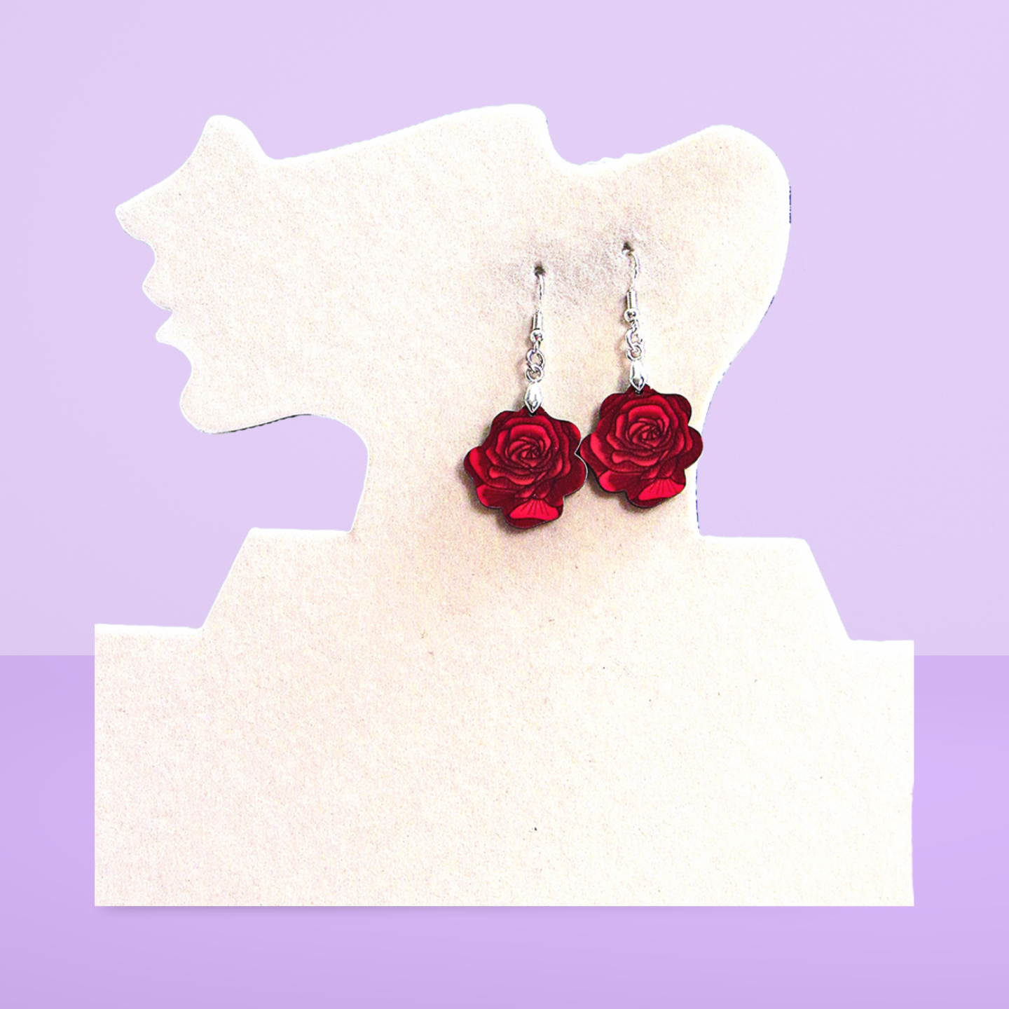 Rose Shaped Sublimated Earrings MDF 1 inch