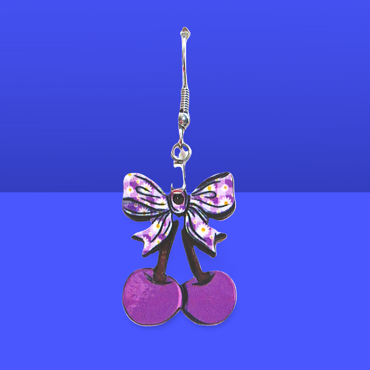 Cherries with Bow Shaped Sublimated Earrings 1 inch