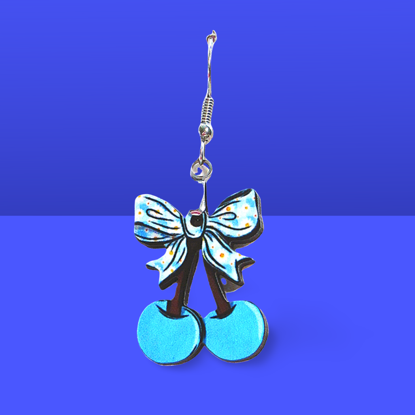 Cherries with Bow Shaped Sublimated Earrings 1 inch