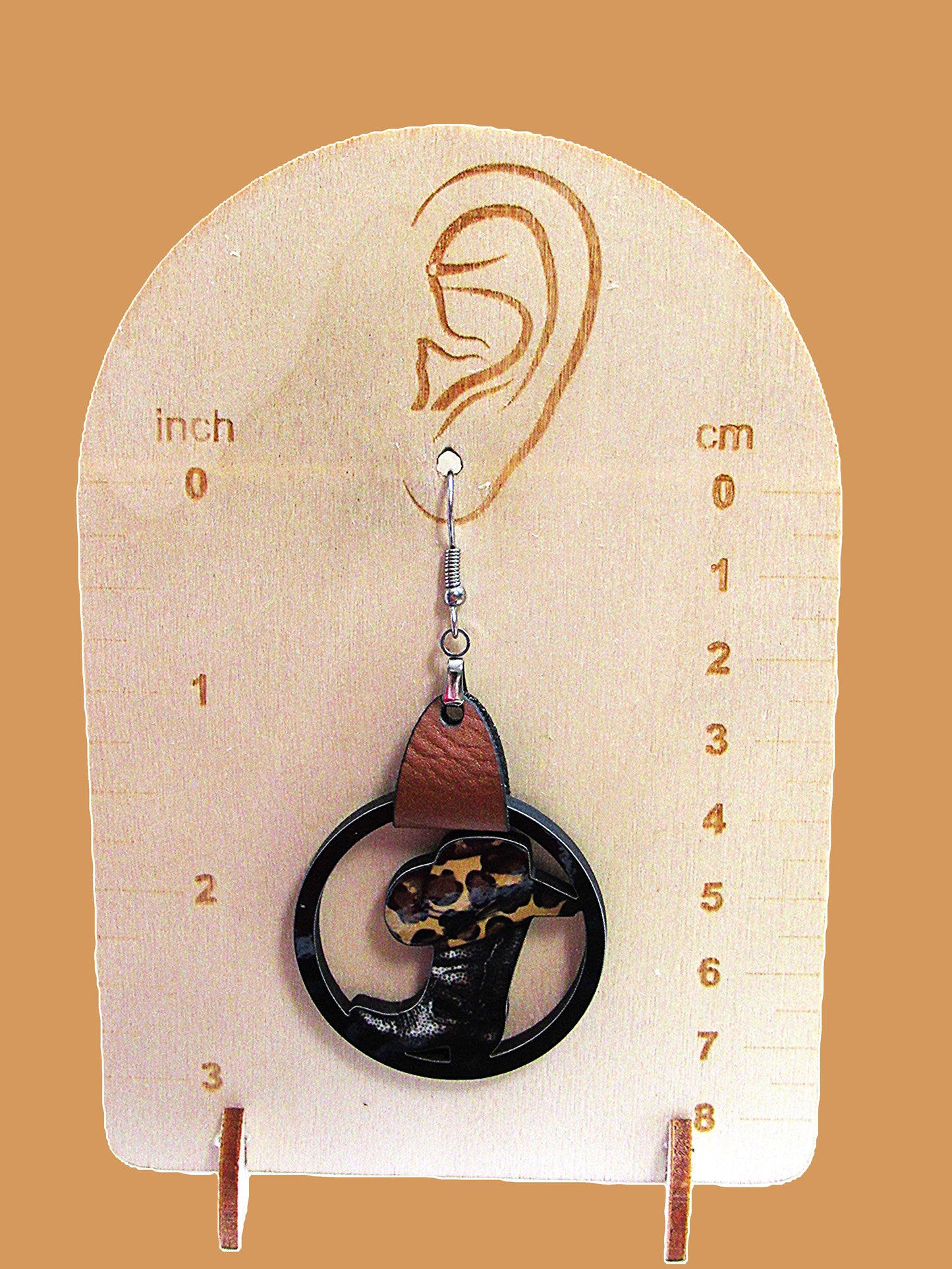 Faux Leather Cowboy Boot and Hat Earring