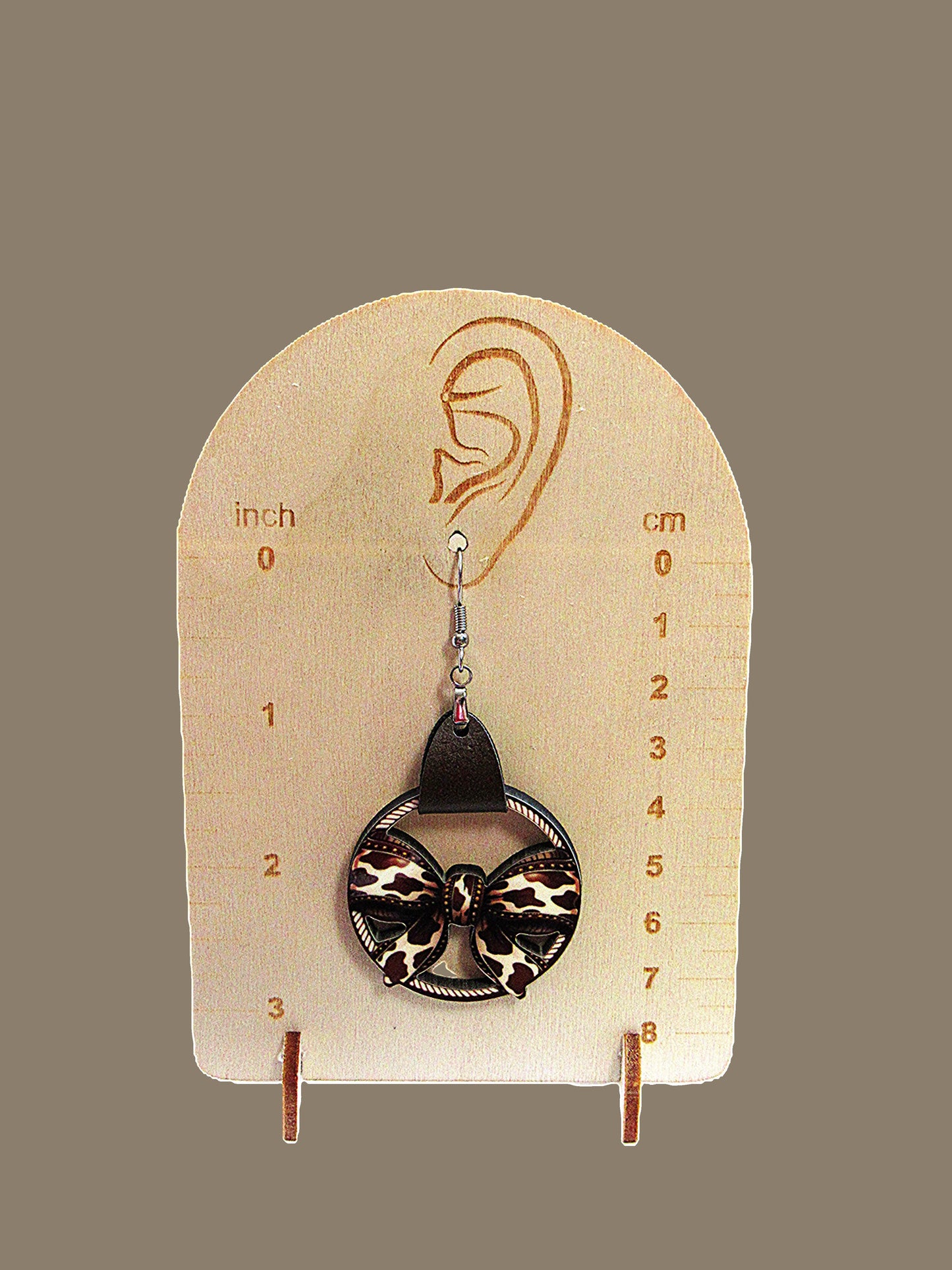Faux Leather Bow Shaped Sublimated Earrings