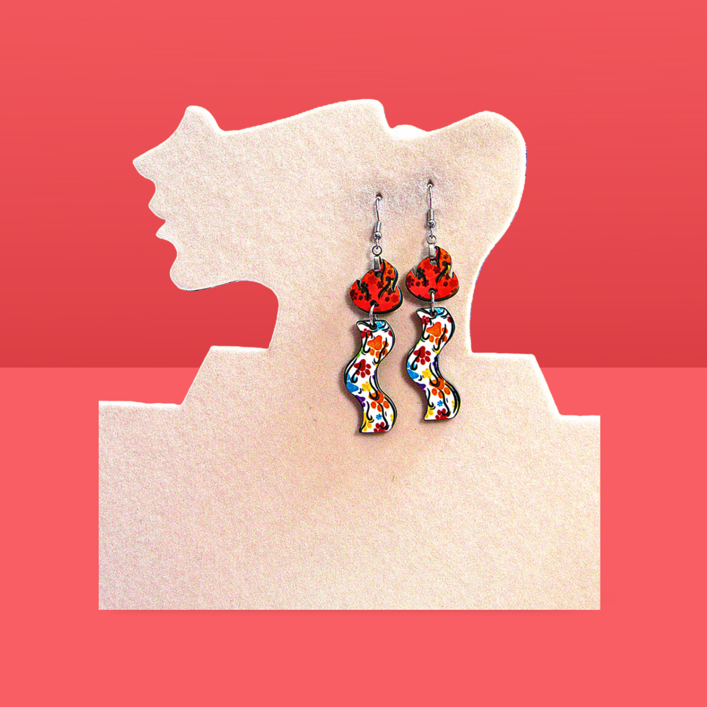 Wavy Candle Shaped Sublimated Earrings