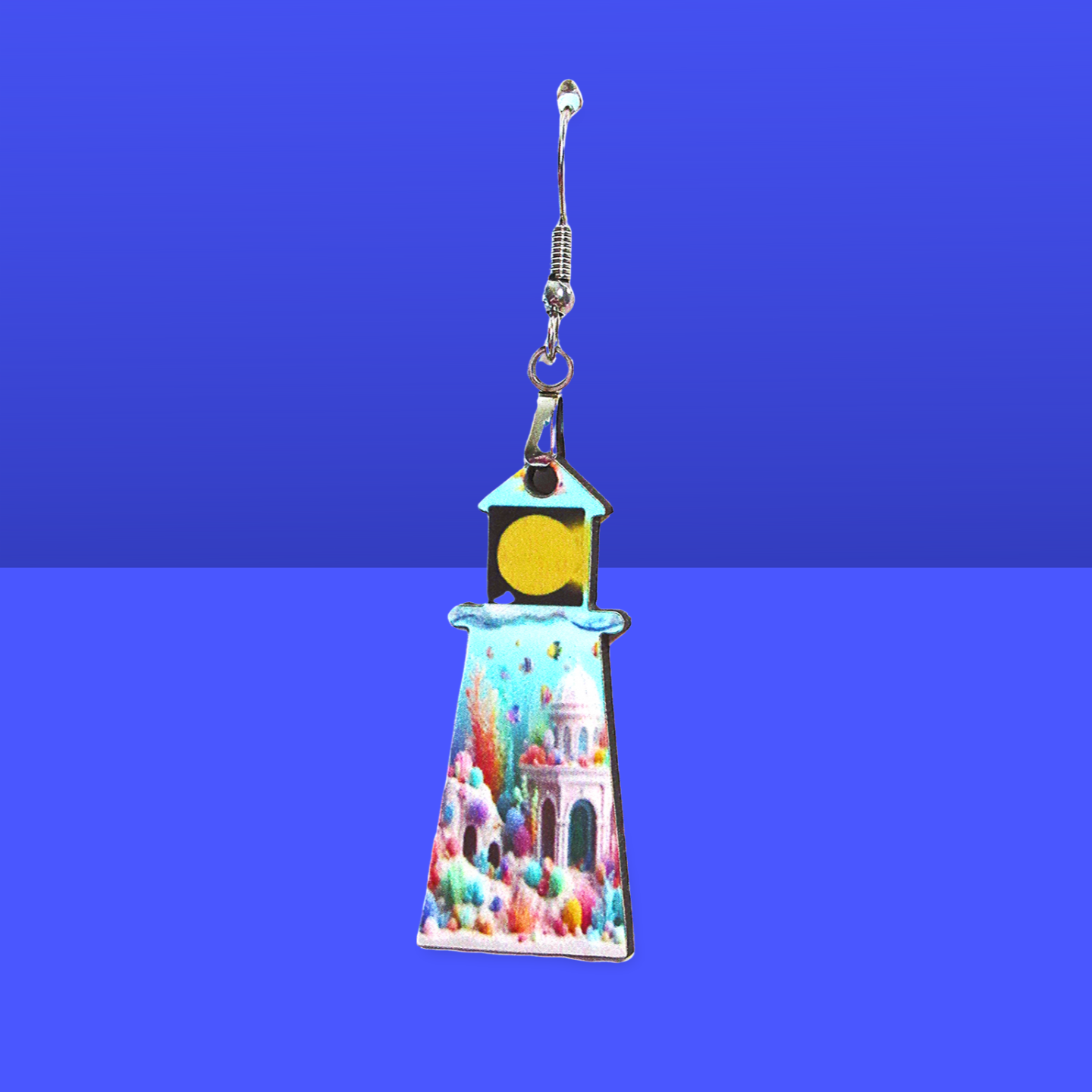 Lighthouse Shaped Sublimated Earrings MDF 1.5 Inch.