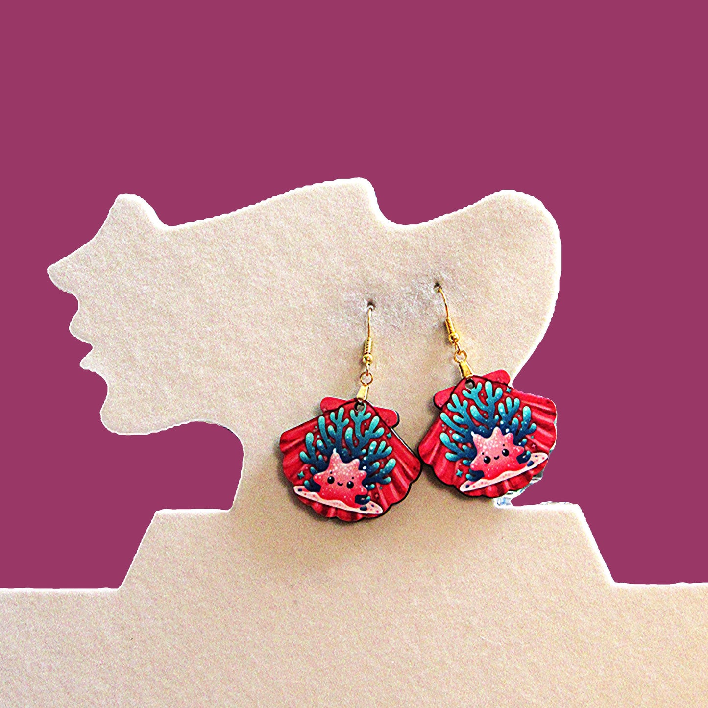MDF-Clam Shell Shaped Sublimated Earrings 1.5 inch