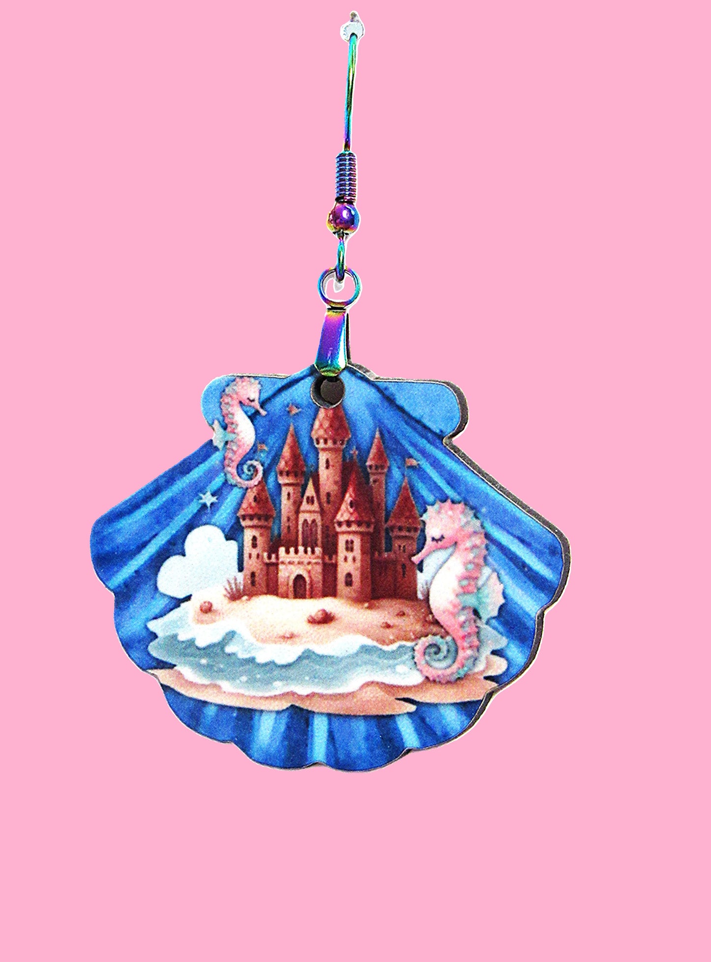 Clam Shell Shaped Sublimated Earrings 1.5 inch