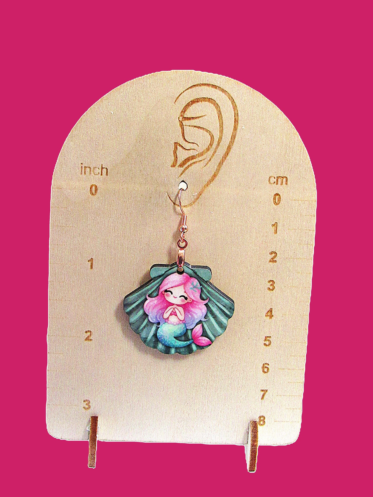 Clam Shell Shaped Sublimated Earrings 1.5 inch