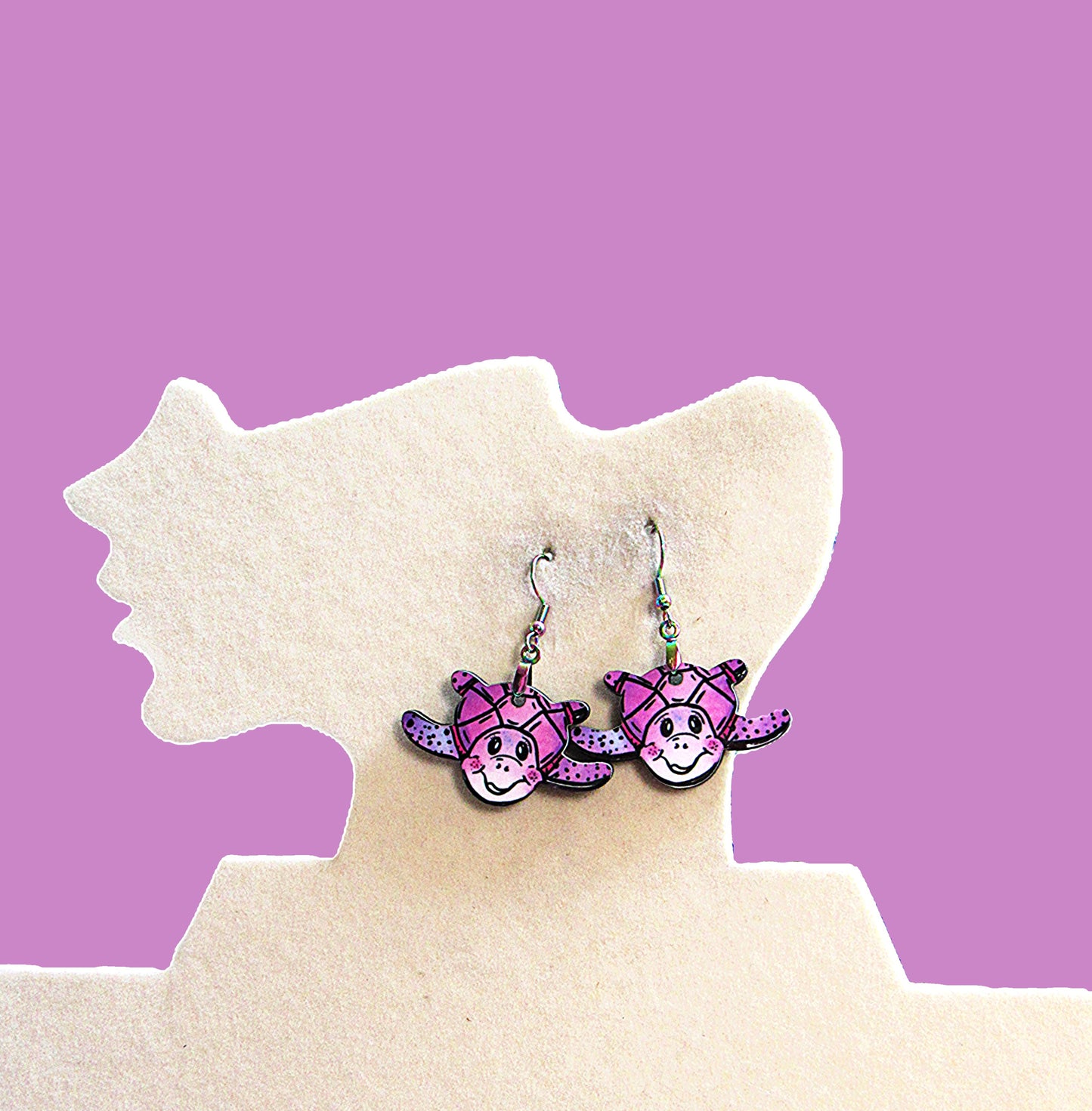 MDF-Sea Turtle Shaped Sublimated Earrings 1.5 inch