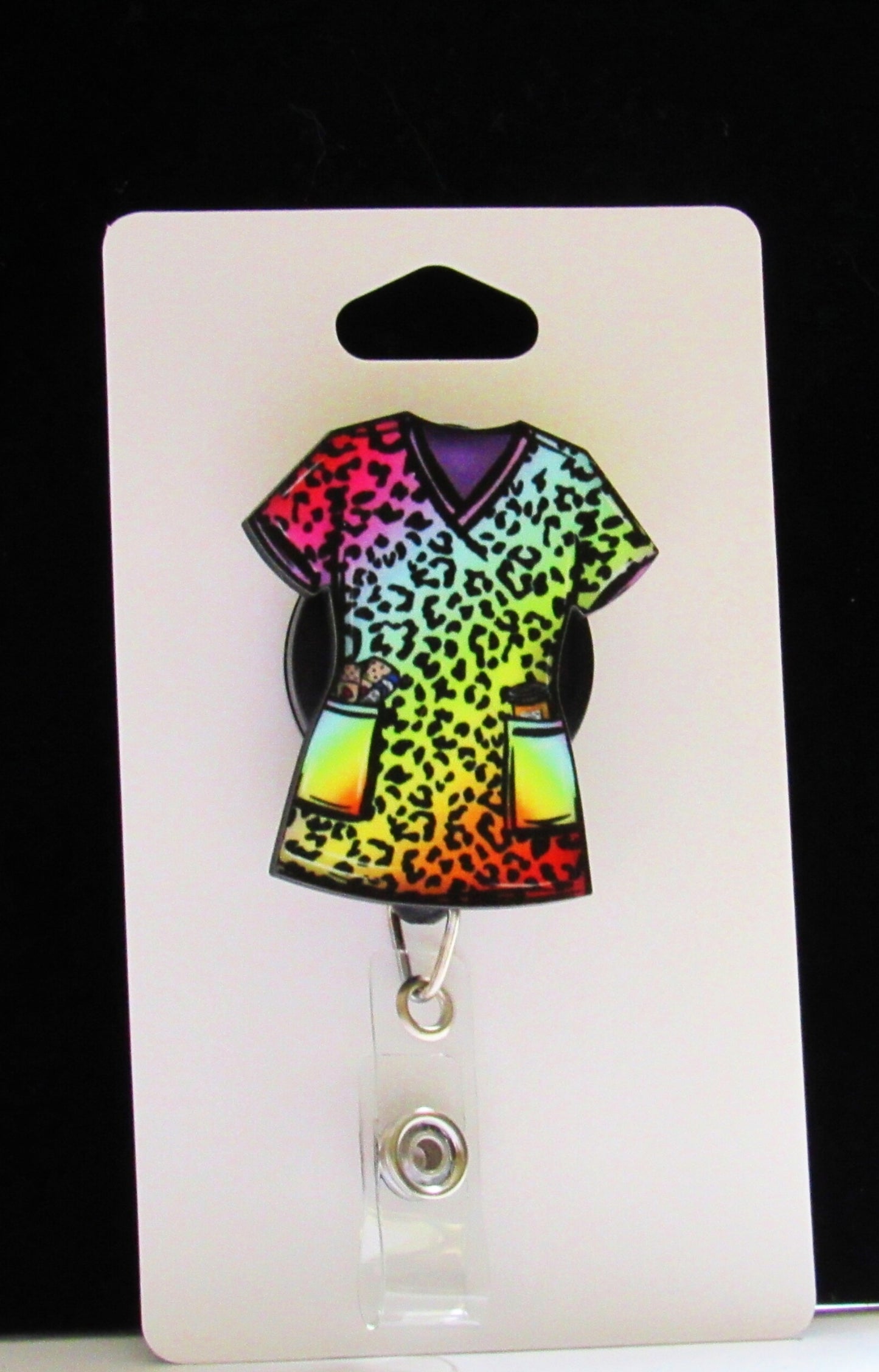 Scrub Top Shaped Sublimated Badge Reel Holder