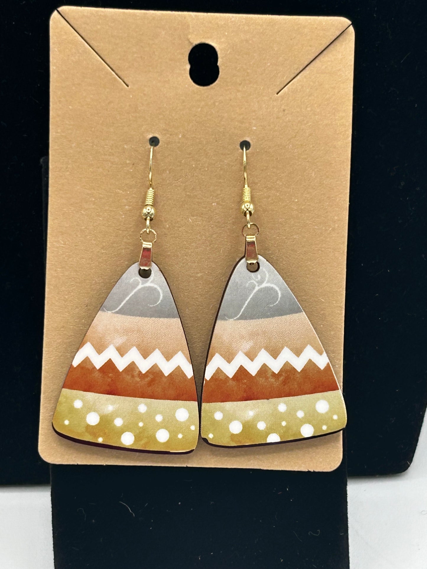 Candy Corn Shaped Sublimated Earrings 1.5 inch