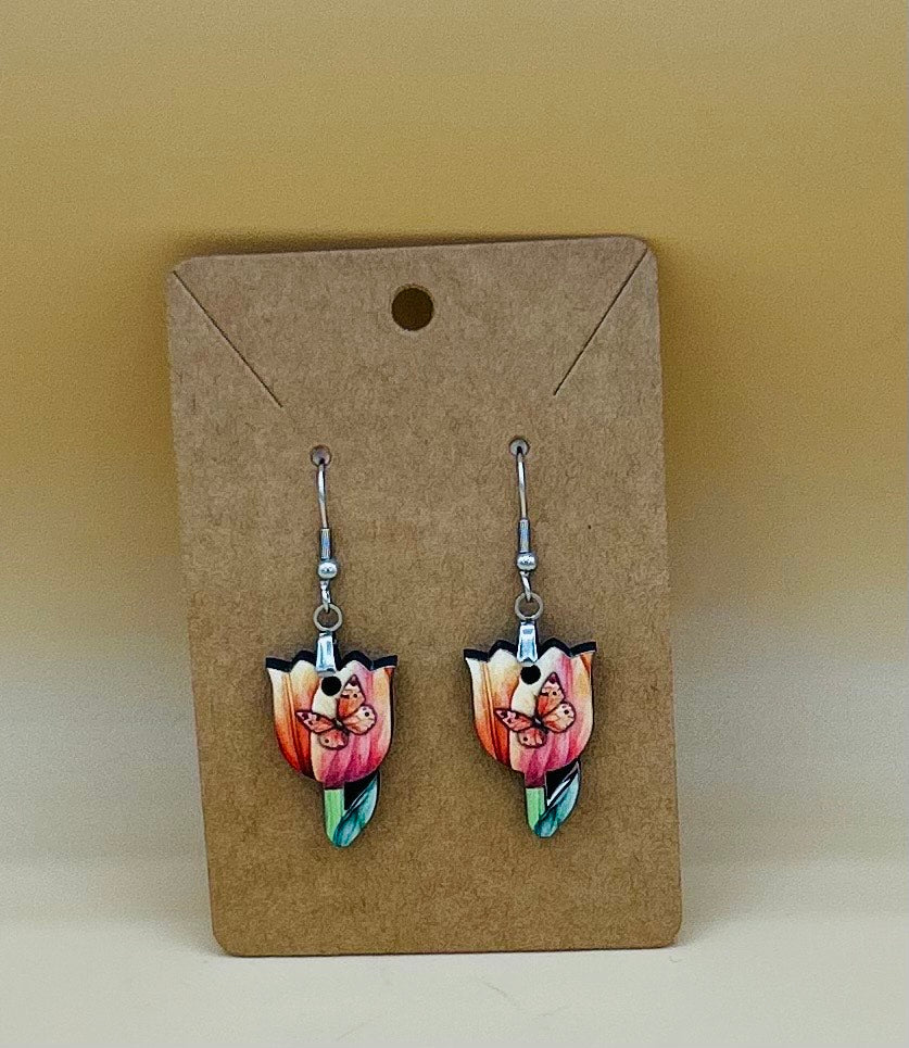 Tulip Shaped Sublimated Earrings 1 inch