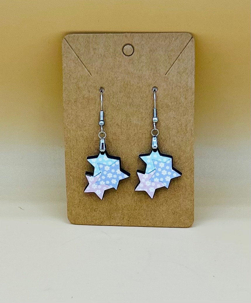Triple StarShaped Sublimated Earrings 1 inch