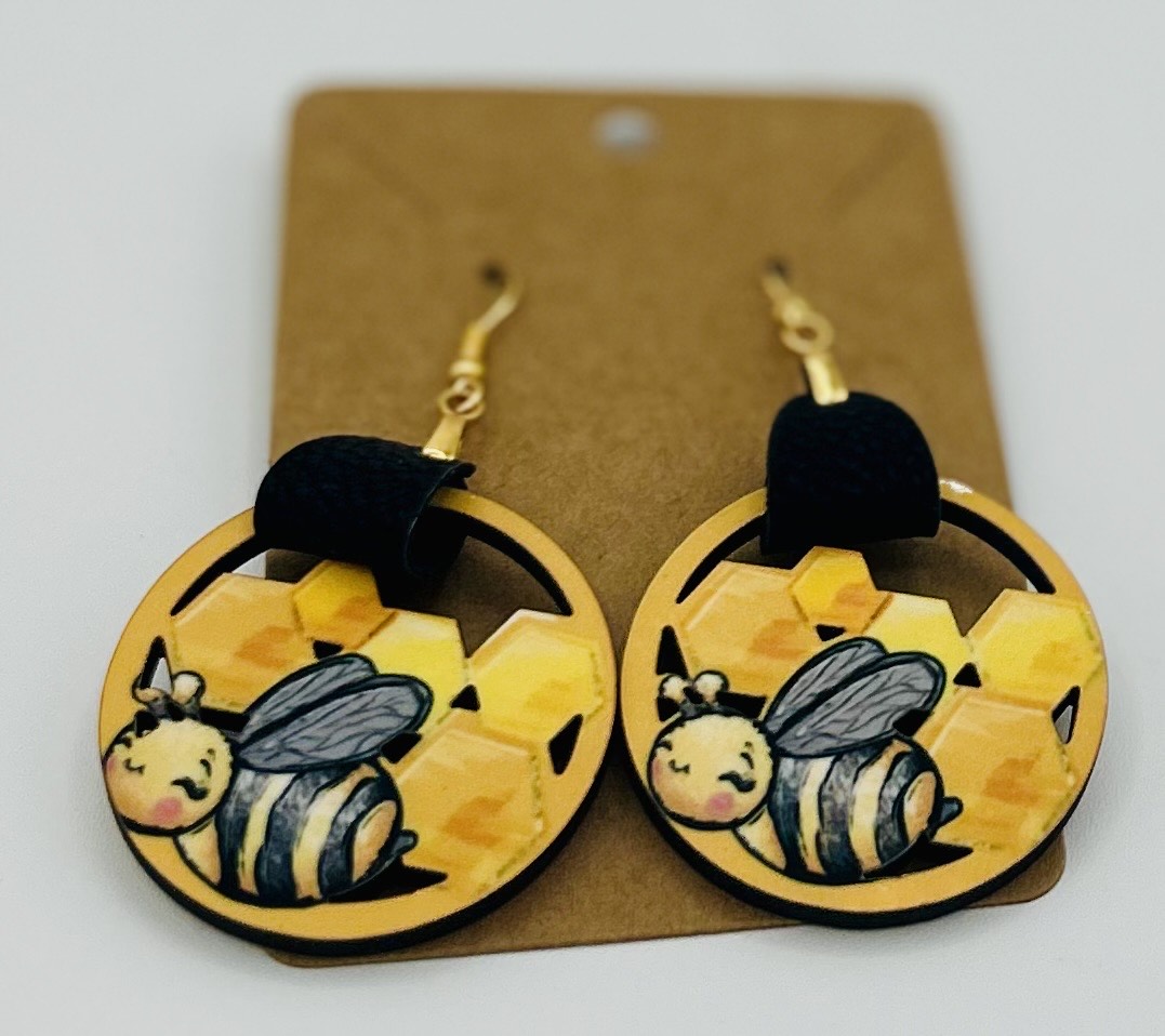 Honeycomb Shaped Sublimated Earrings