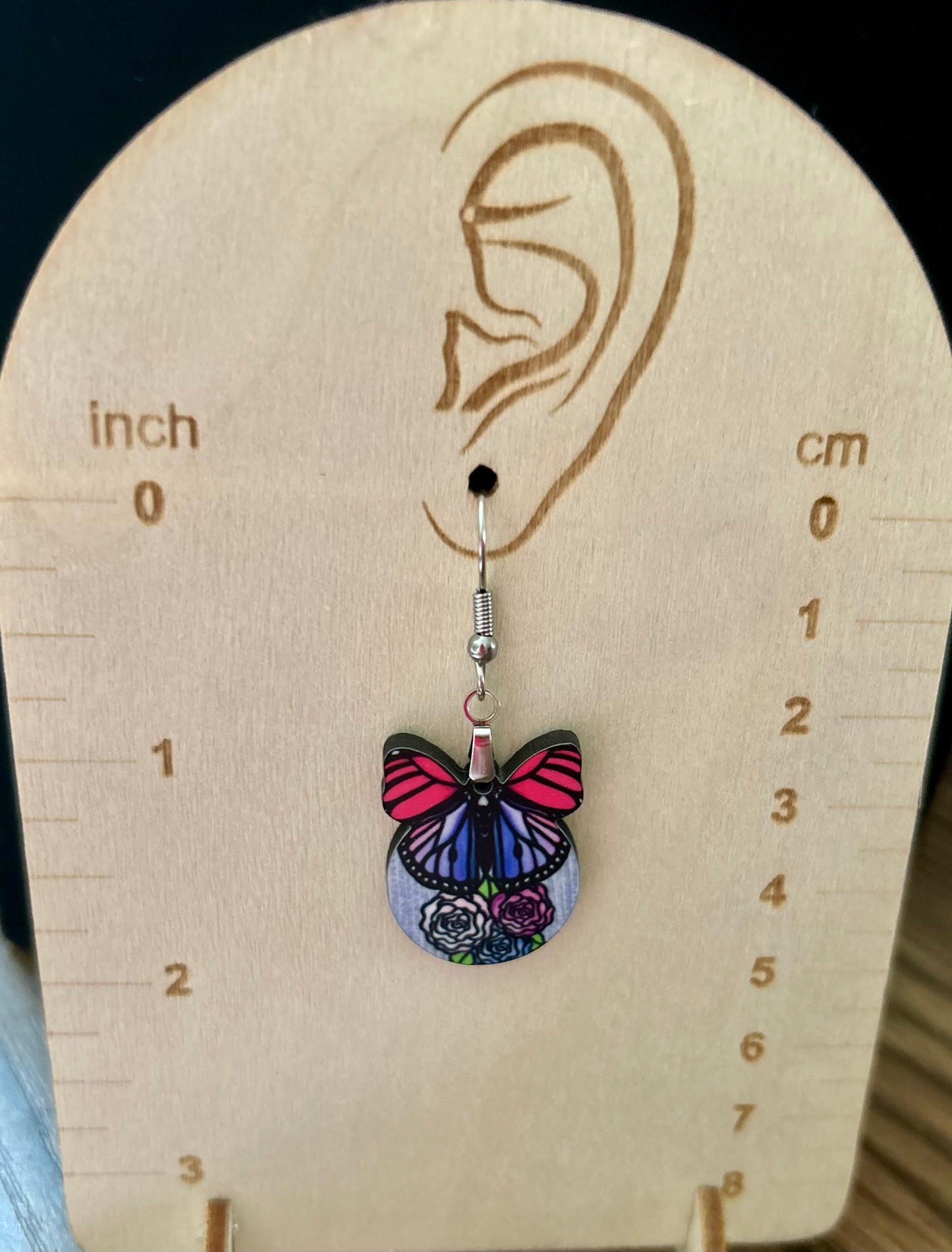 Butterfly Bulb with Flowers Shaped Sublimated Earrings