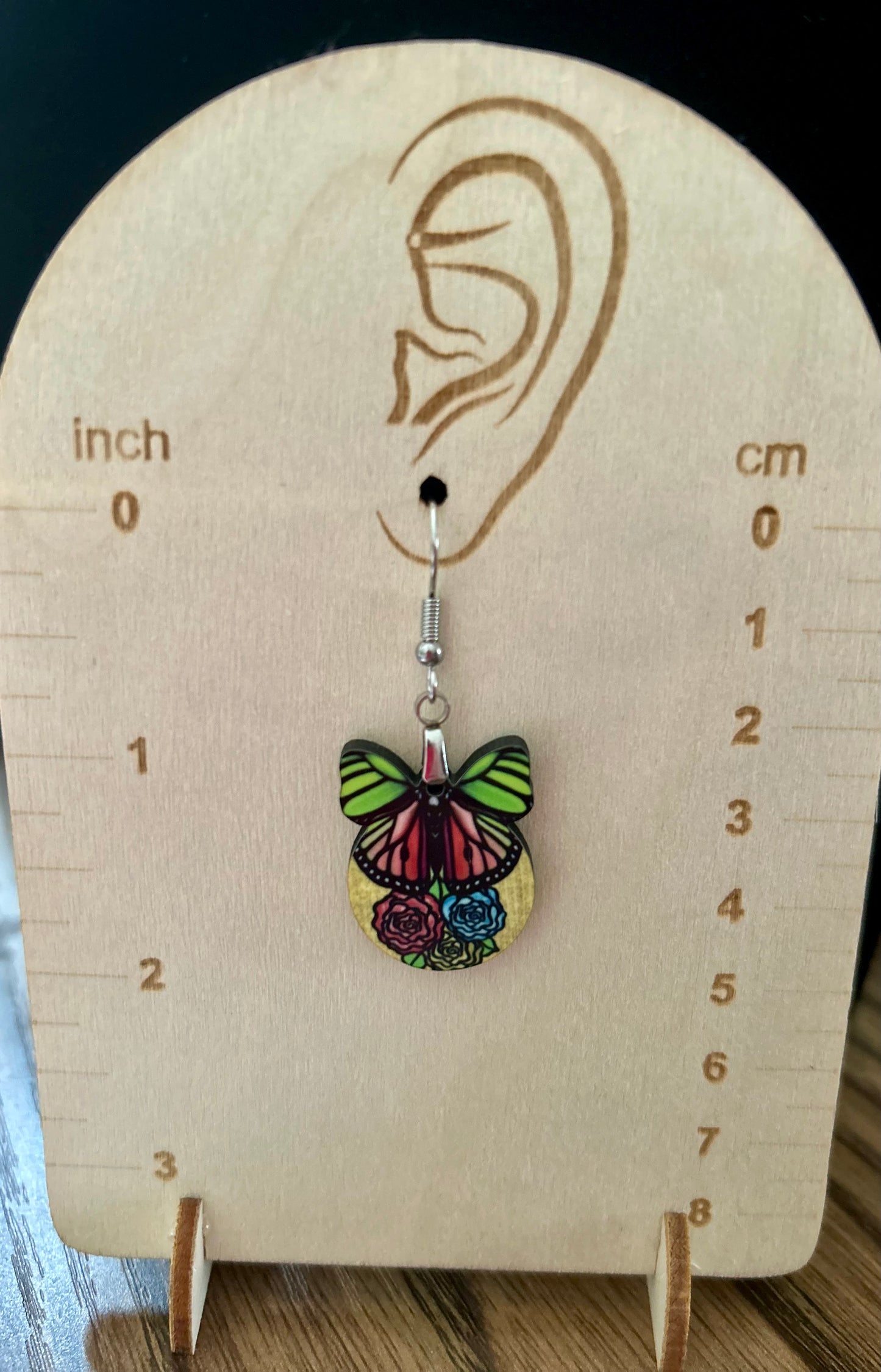 Butterfly Bulb with Flowers Shaped Sublimated Earrings
