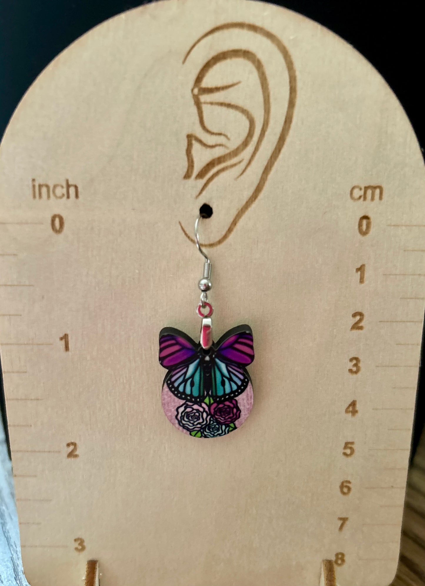 Butterfly Bulb with Flowers Shaped Sublimated Earrings