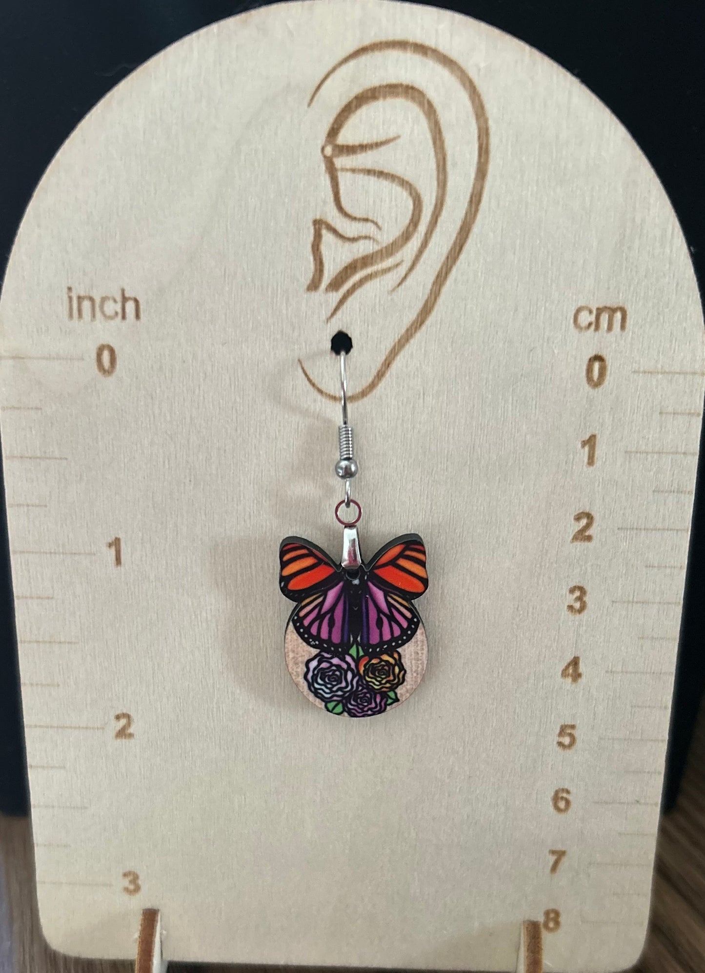 Butterfly Bulb with Flowers Shaped Sublimated Earrings